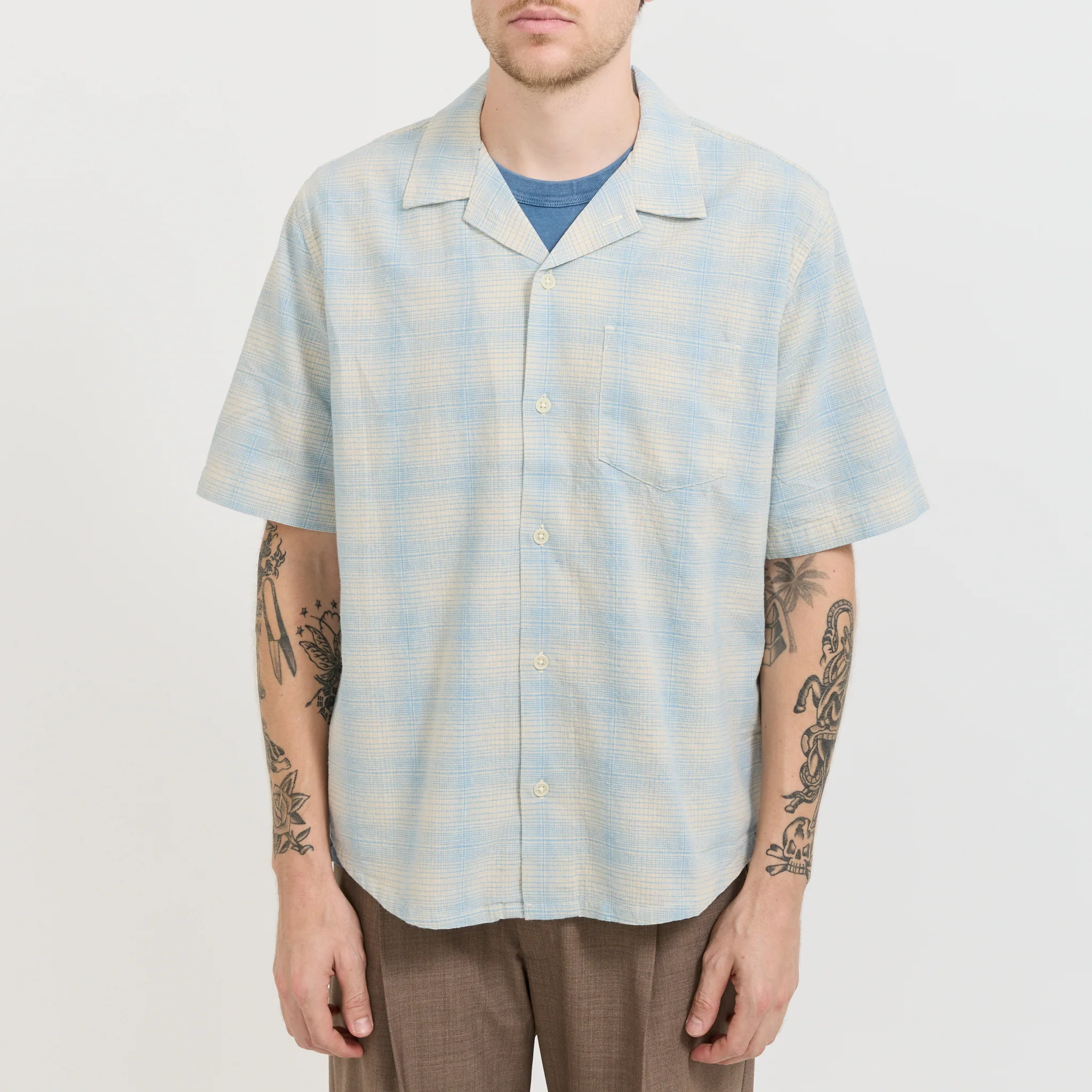Linen Plaid SS Light Blue - Image 5