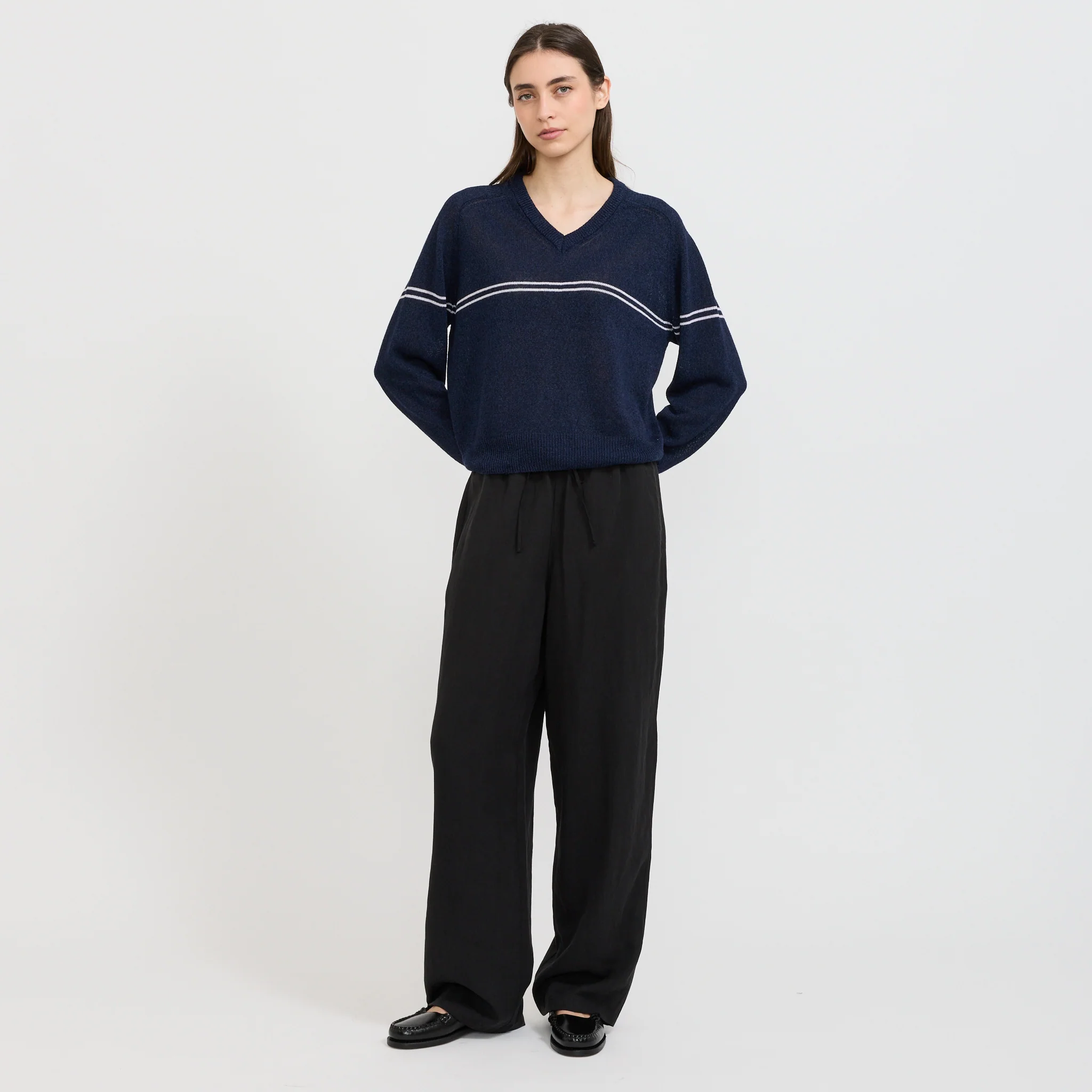Linen String Slacks Black - Image 2