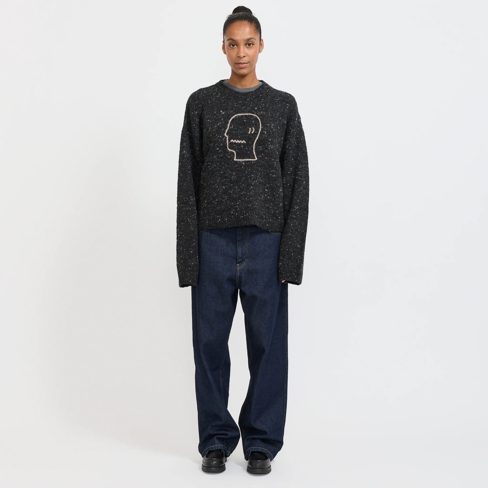 Logohead Alpaca Crewneck Sweater Charcoal Womens - Image 2