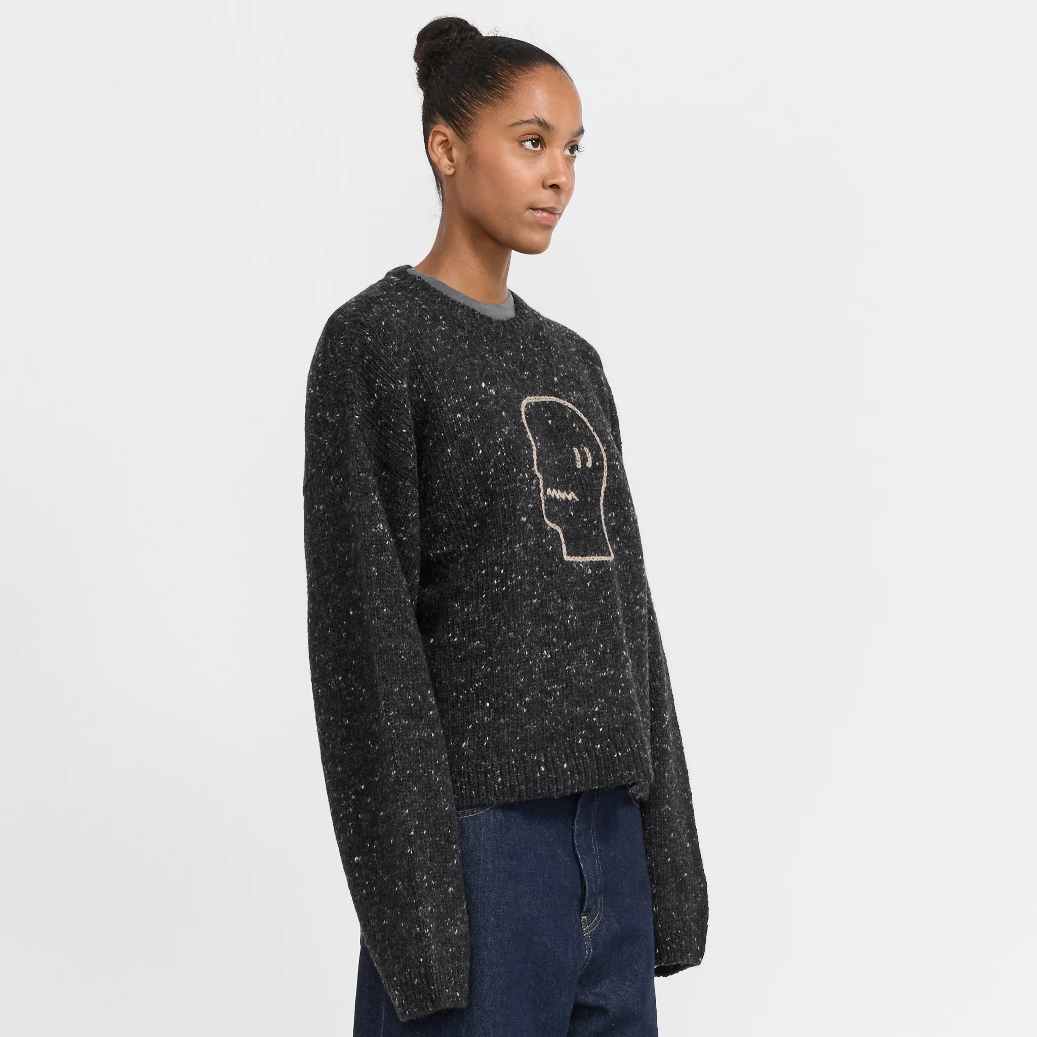 Logohead Alpaca Crewneck Sweater Charcoal Womens - Image 3