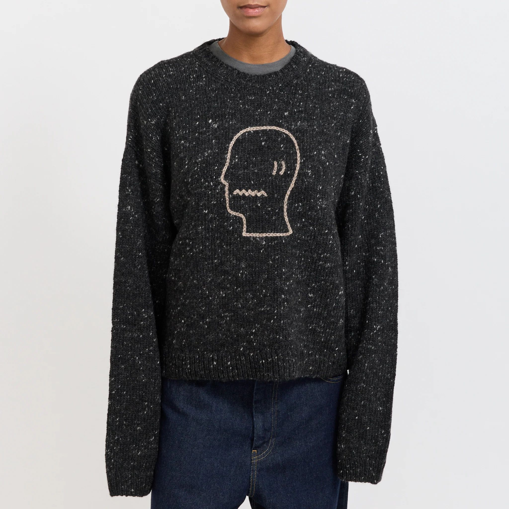 Logohead Alpaca Crewneck Sweater Charcoal Womens - Image 5