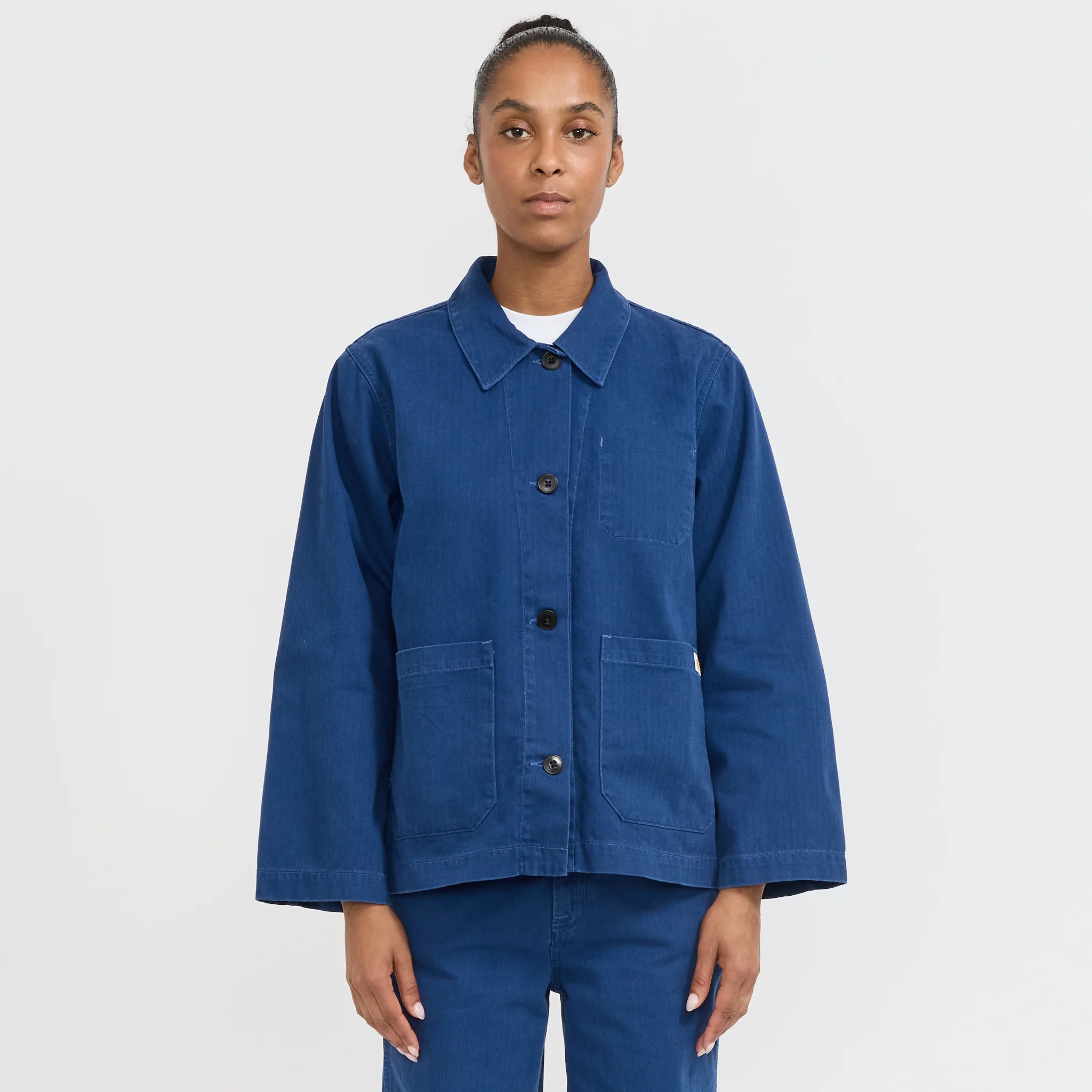 Lovis Herringbone Denim Jacket Blue