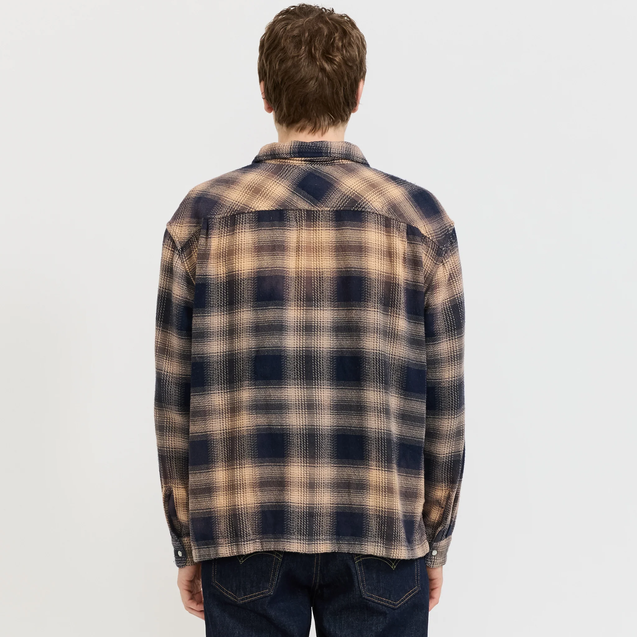 L/S Boxy Western Shirt Pier 89 Plaid Blue/Cream - Image 4