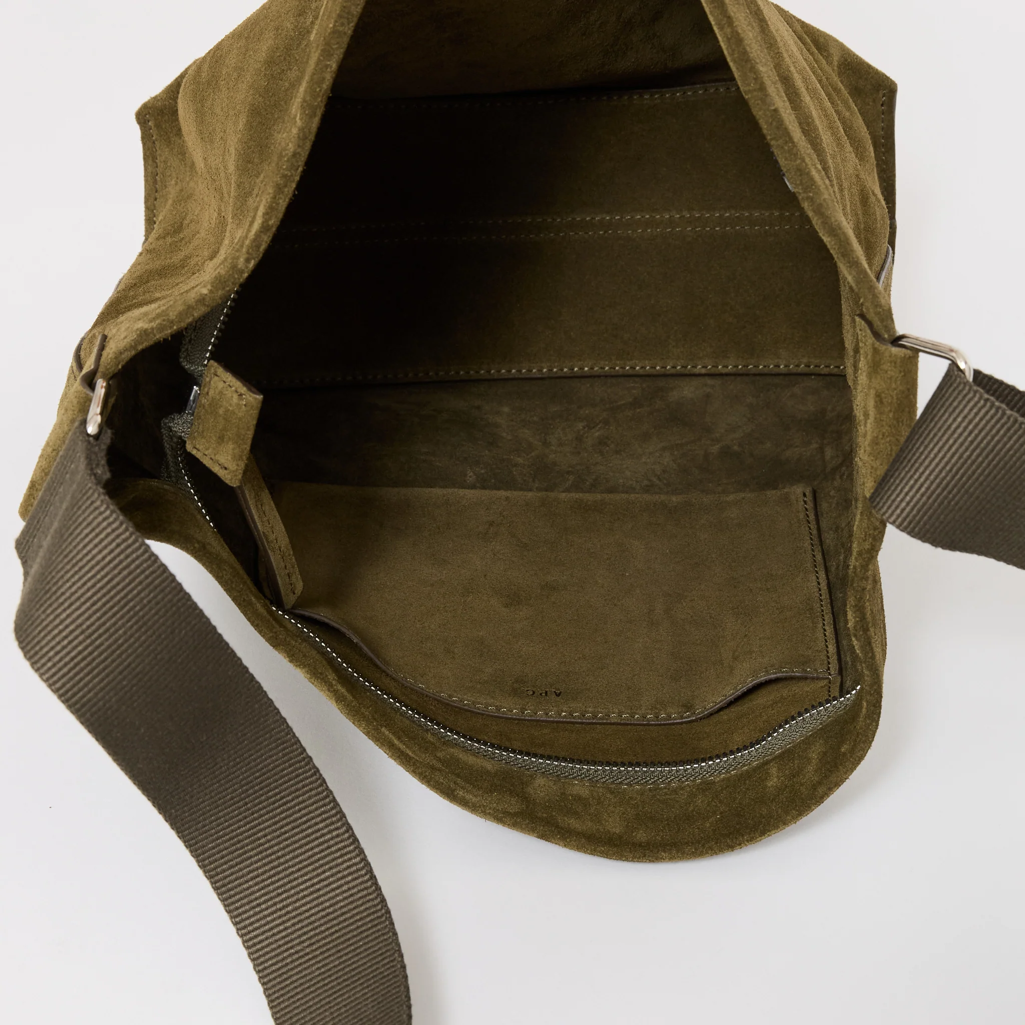 Maiko Satchel Dark Khaki Suede - Image 4