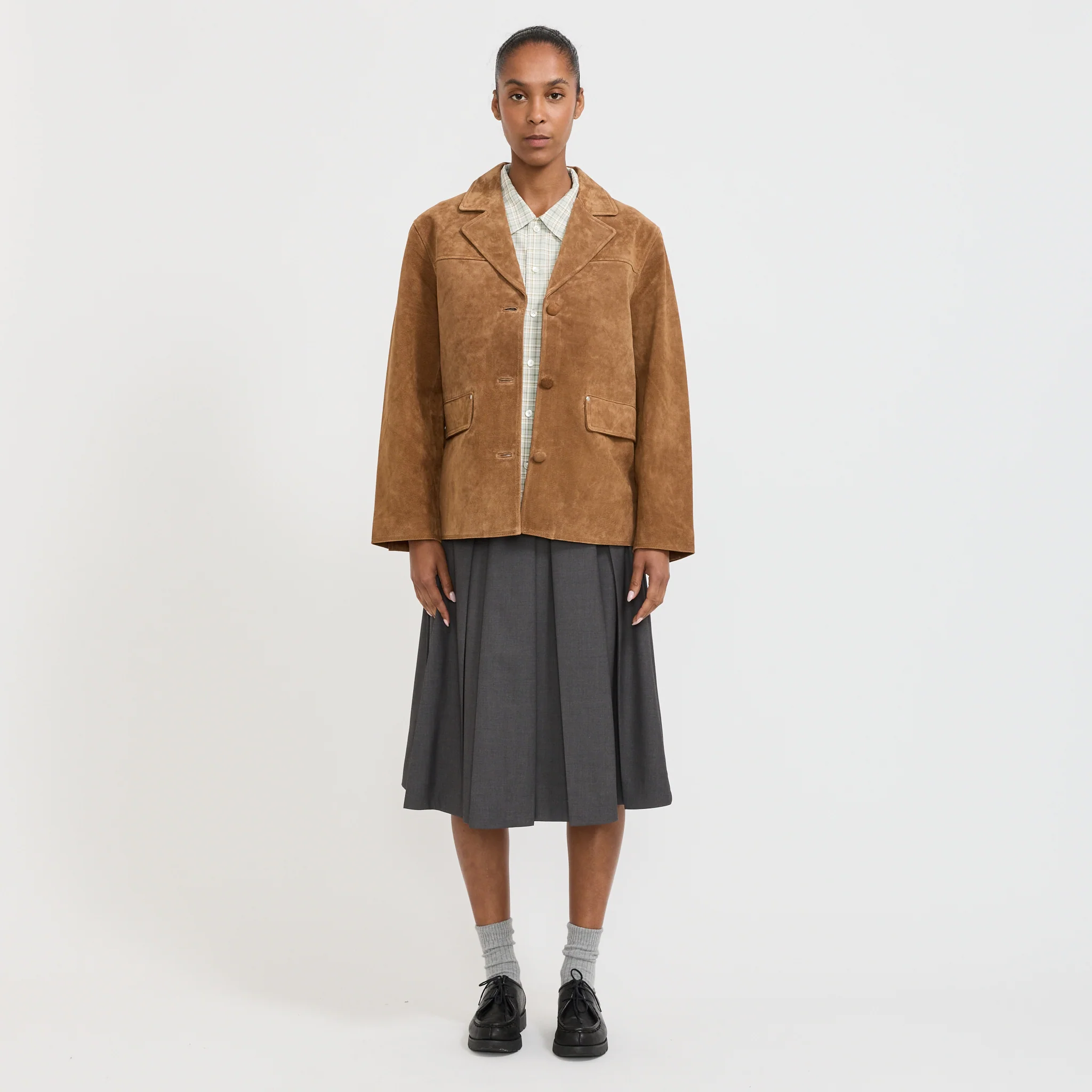 Maira Suede Long Jacket Brown - Image 2