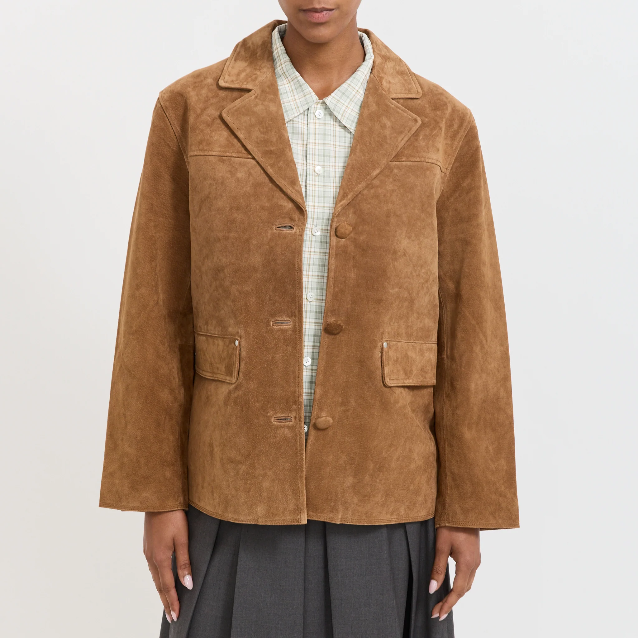 Maira Suede Long Jacket Brown - Image 5