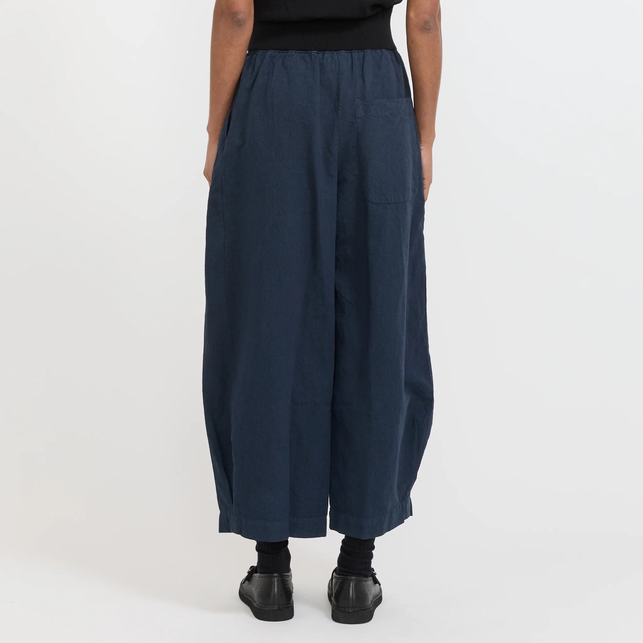 Micro Houndstooth Wide Leg Trousers Steel Blue - Image 4