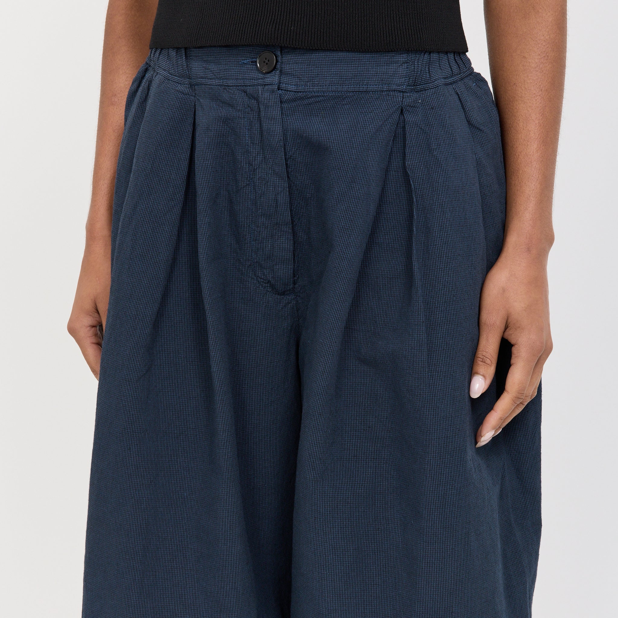 Micro Houndstooth Wide Leg Trousers Steel Blue - Image 5
