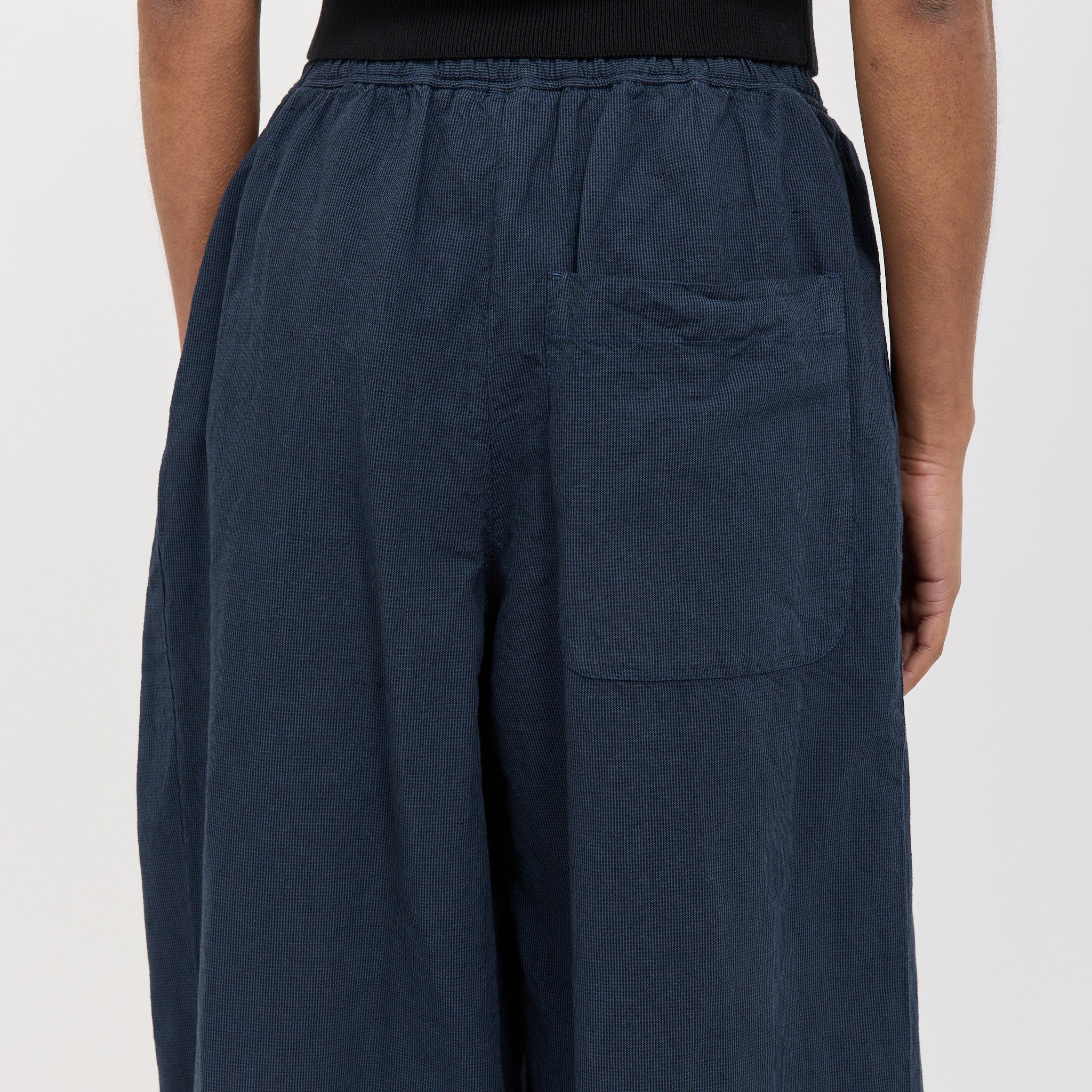 Micro Houndstooth Wide Leg Trousers Steel Blue - Image 6