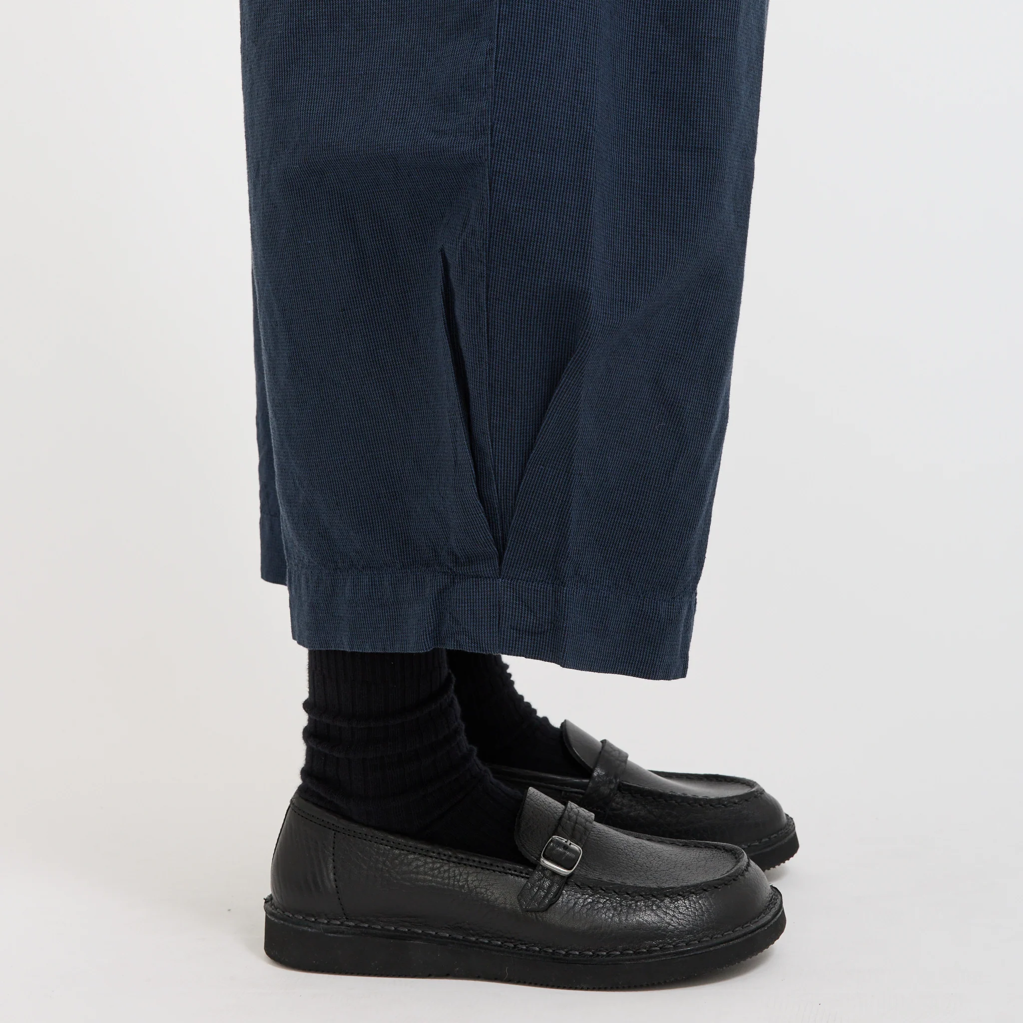 Micro Houndstooth Wide Leg Trousers Steel Blue - Image 7