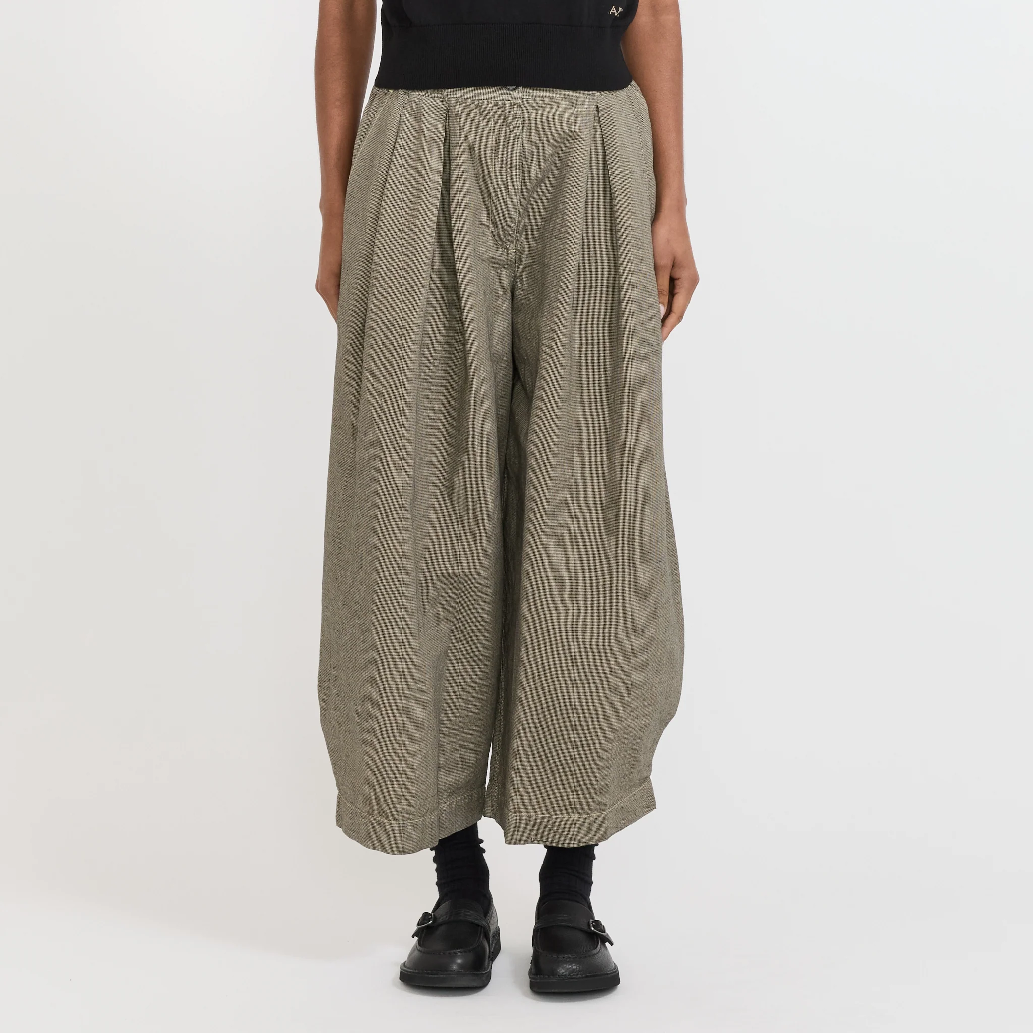 Micro Houndstooth Wide Leg Trousers Vintage White