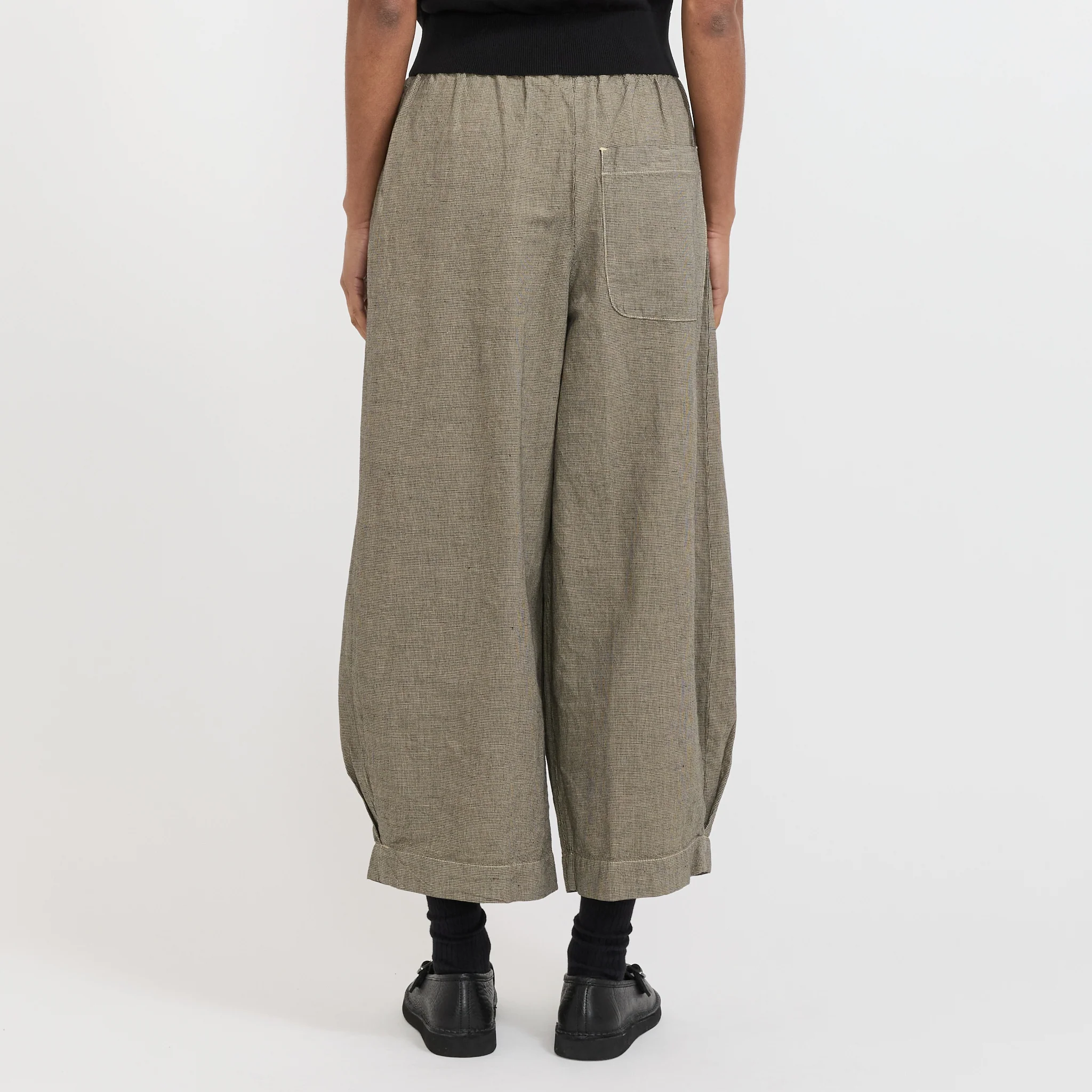Micro Houndstooth Wide Leg Trousers Vintage White - Image 4