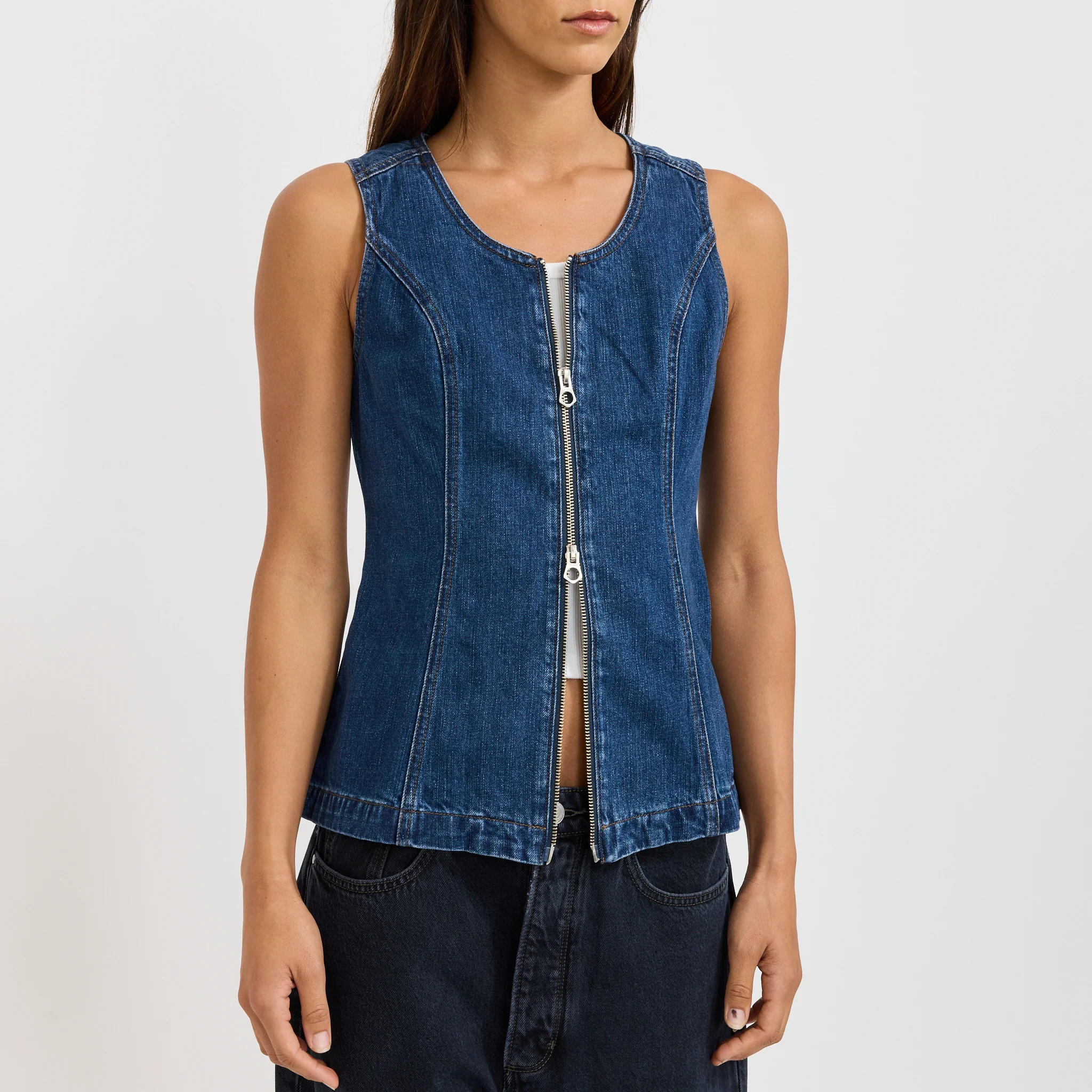 Milla Zip Tunic Dark Indigo - Image 6