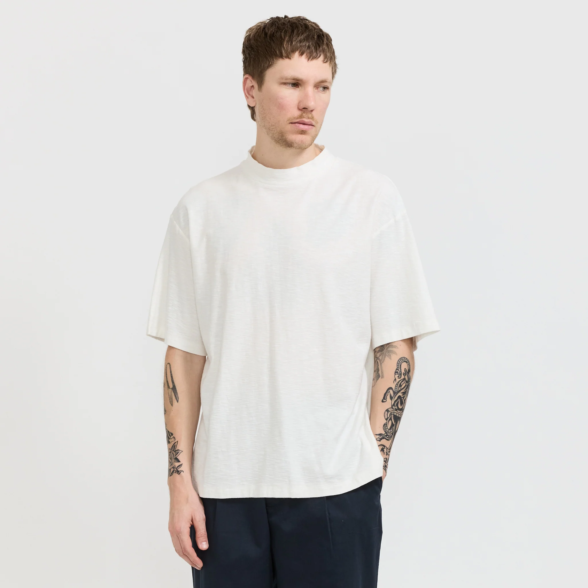 Mock Neck T-Shirt Off White