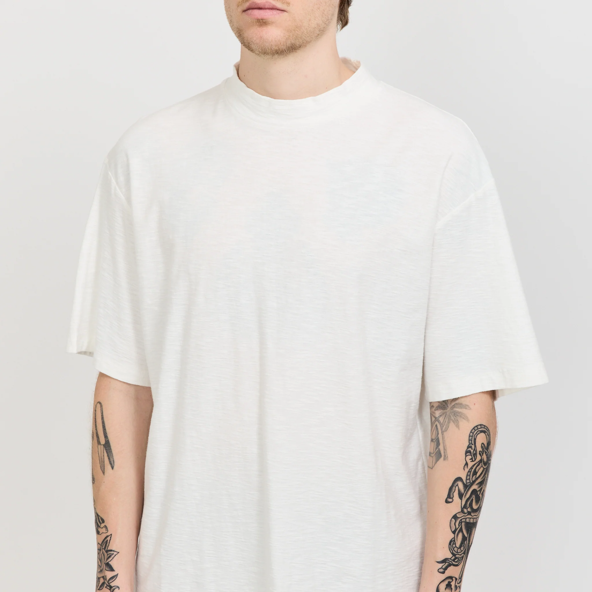 Mock Neck T-Shirt Off White - Image 5