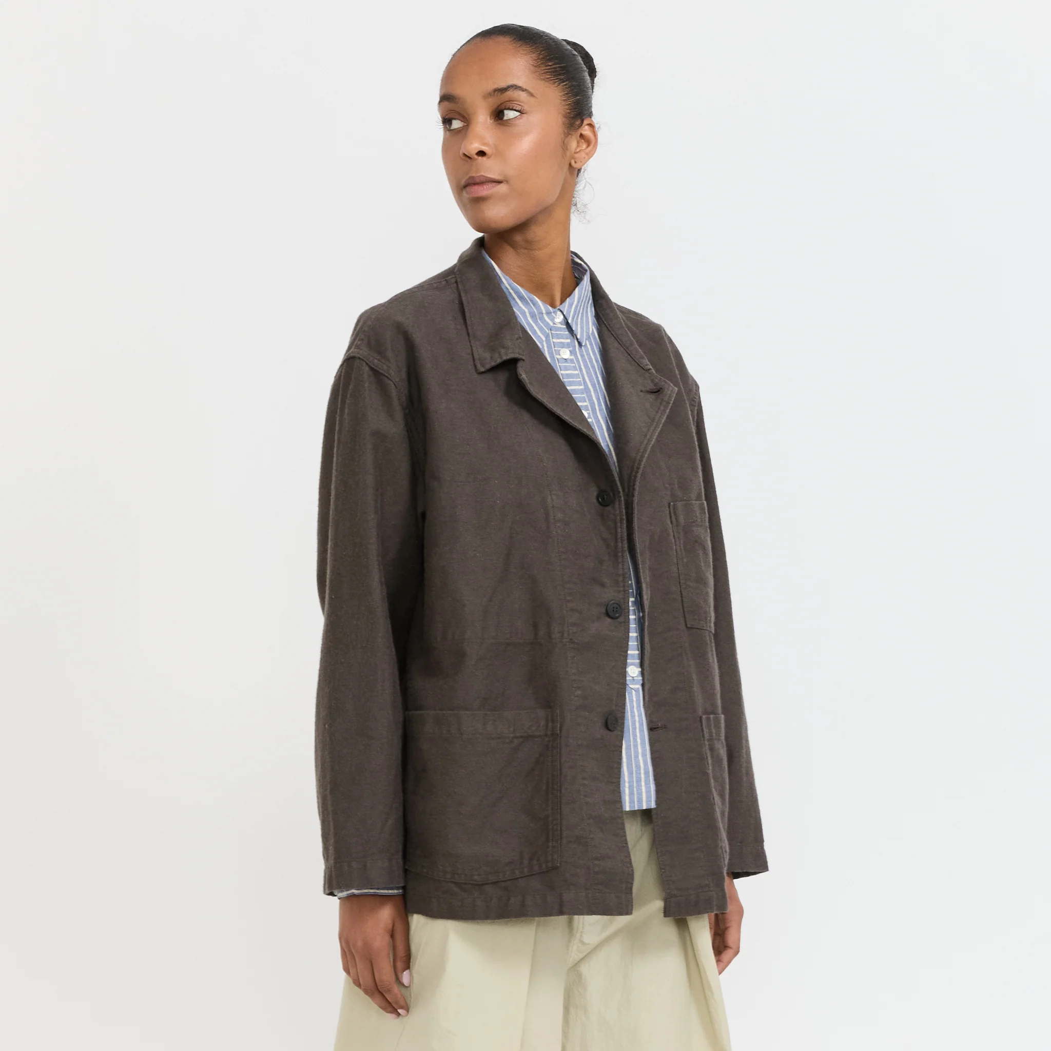 Moleskin Relax Fit Simple Work Jacket Charcoal Grey - Image 3