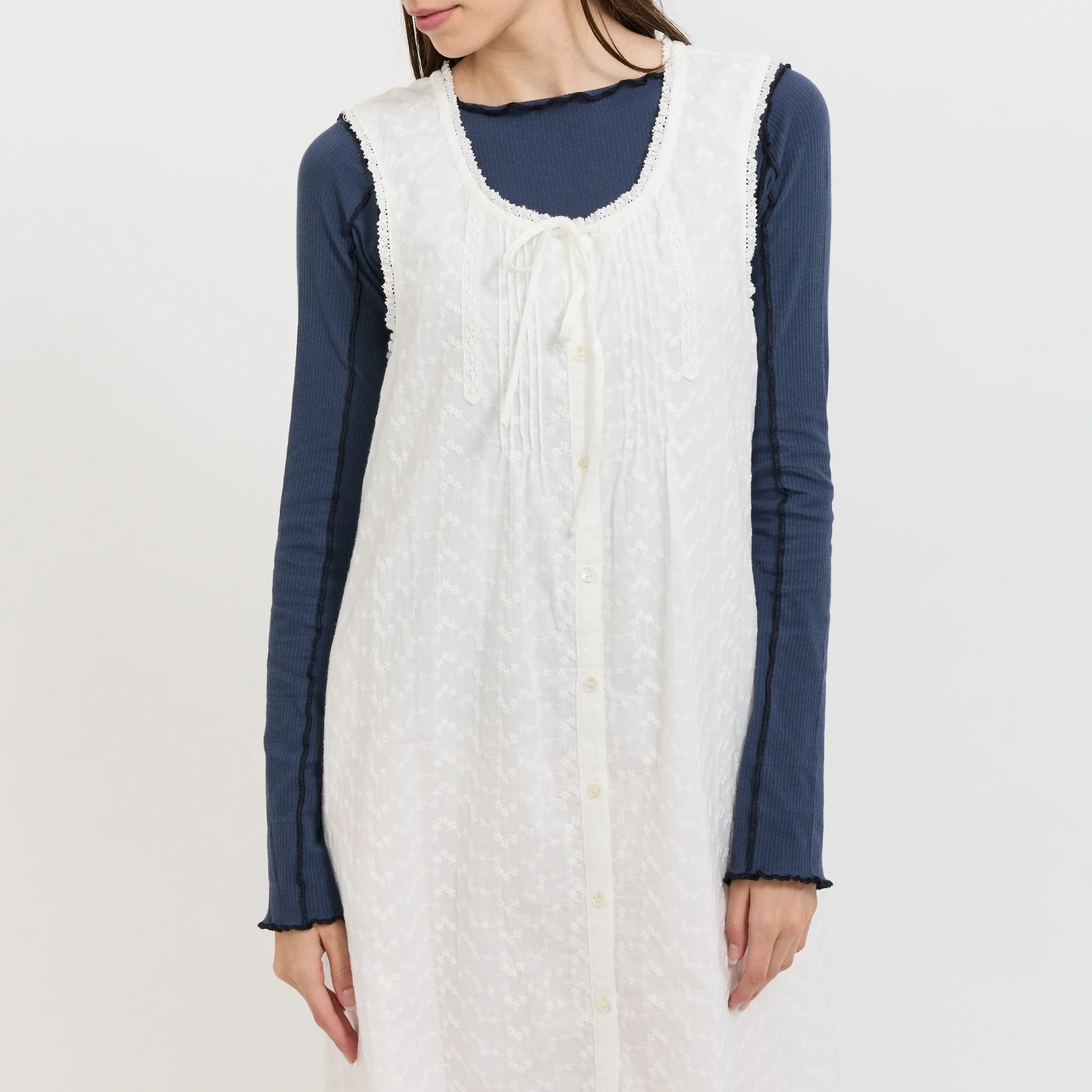 Needlework Babydoll Dress White - Image 5