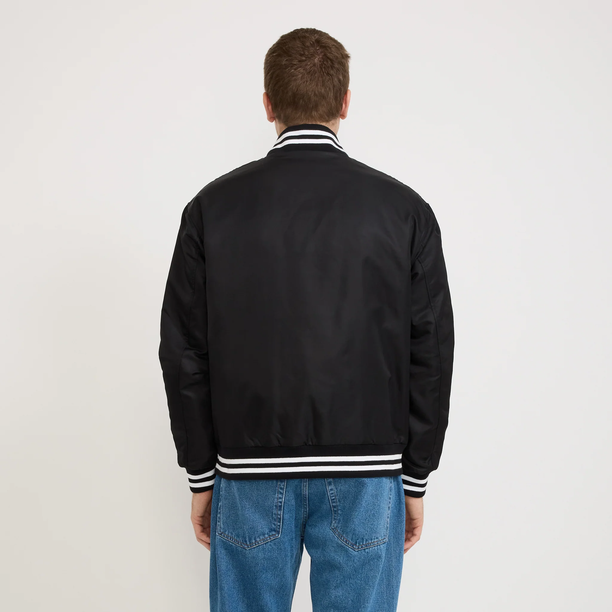 NYP Nylon Varsity Jacket Black - Image 4