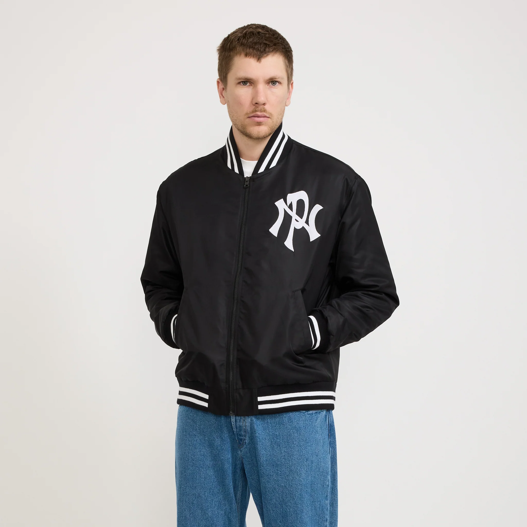 NYP Nylon Varsity Jacket Black - Image 5
