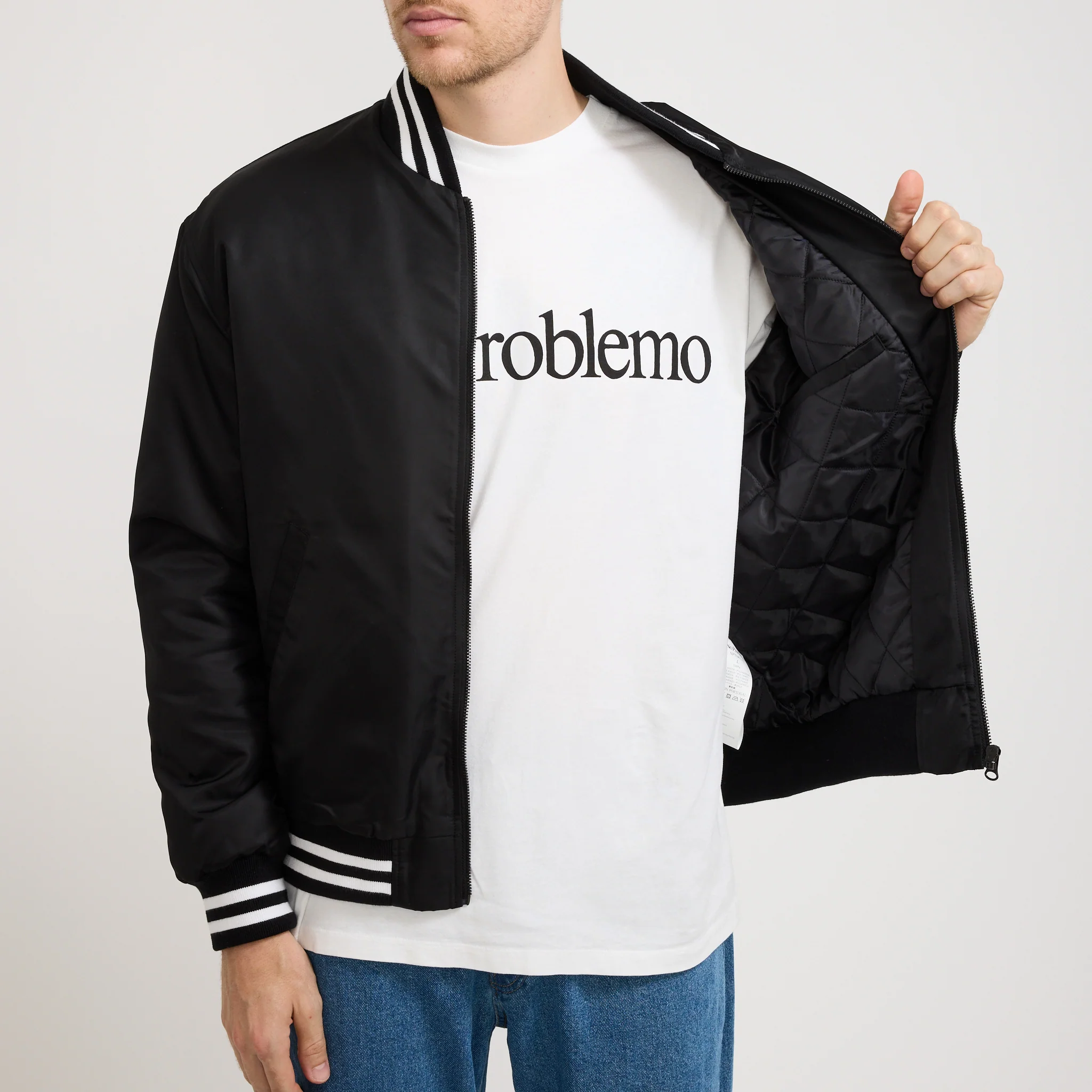 NYP Nylon Varsity Jacket Black - Image 7