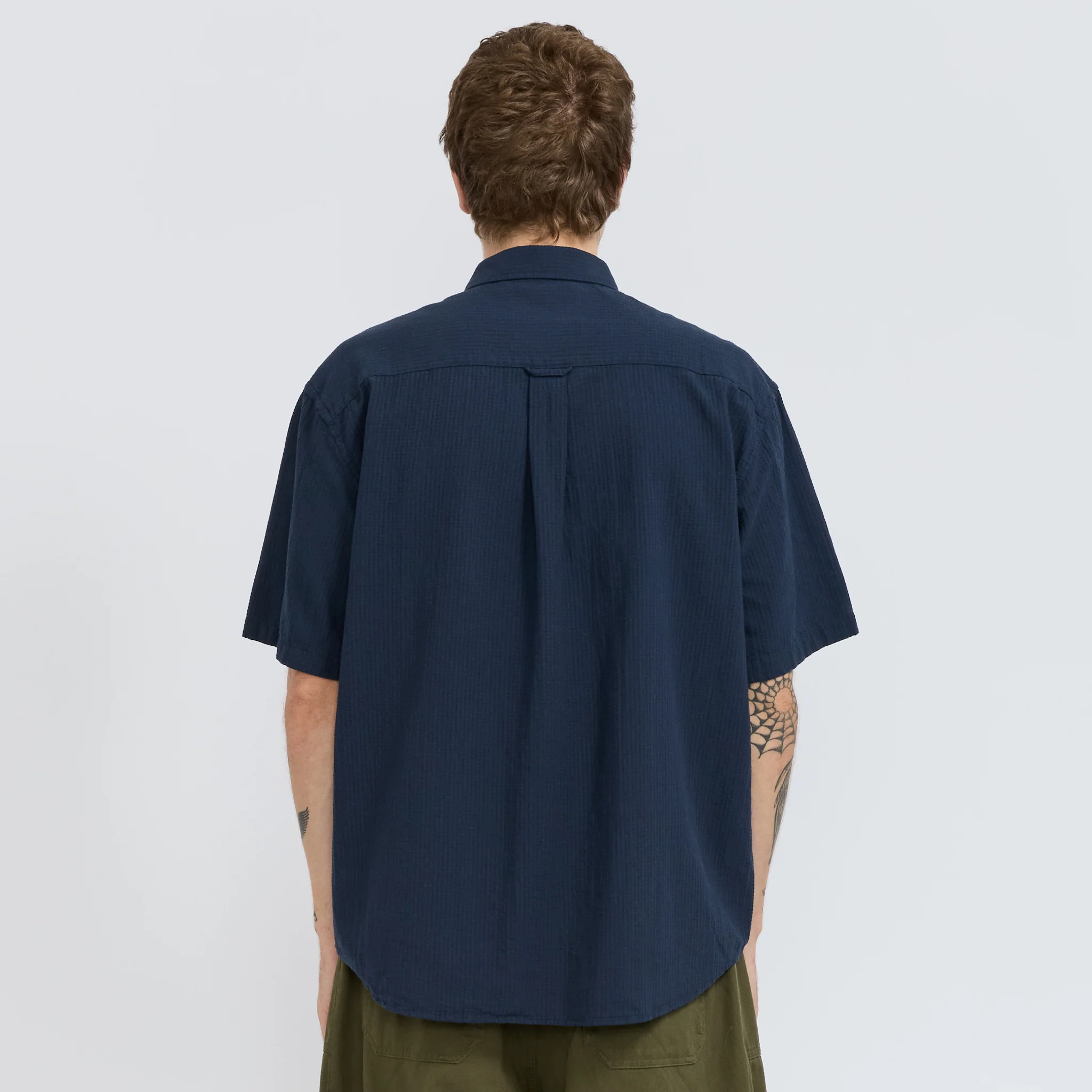 OG Dobby Weave Seersucker Half Shirt Navy - Image 4