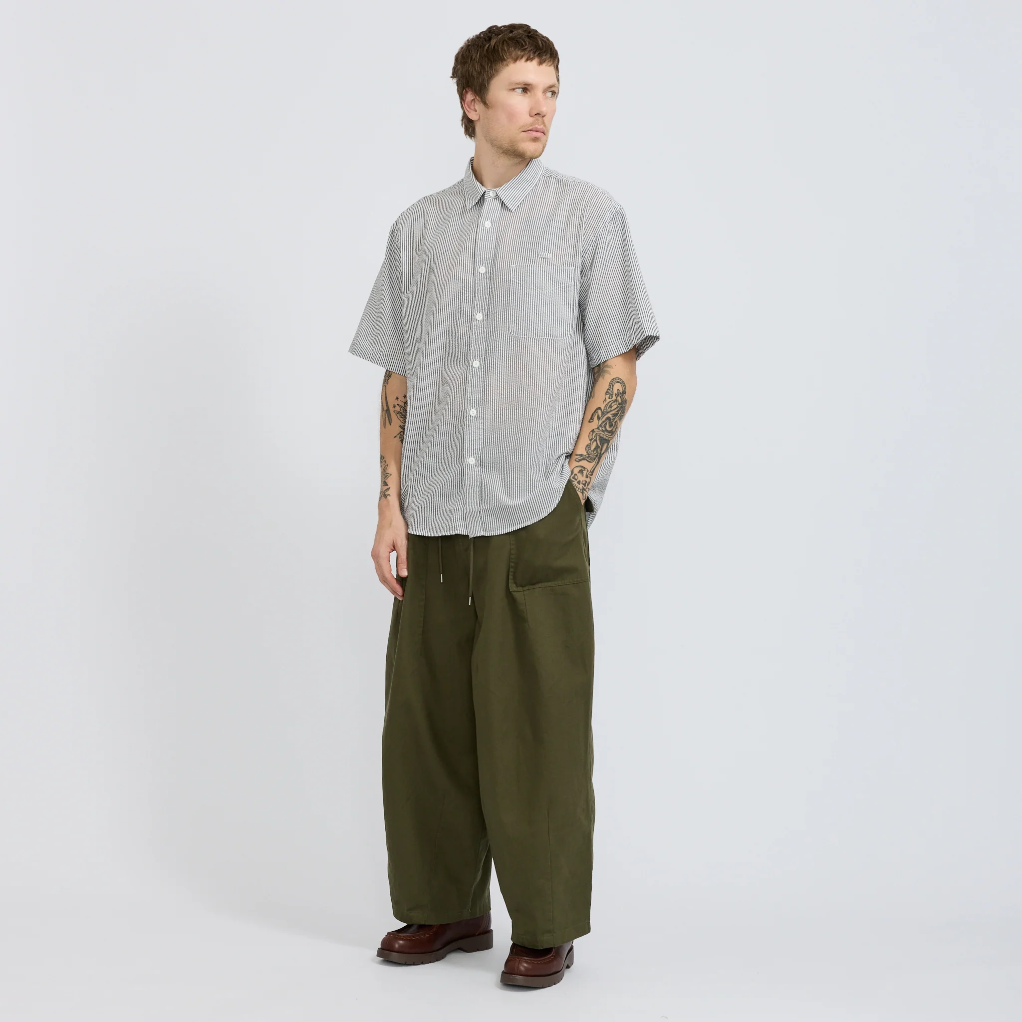 OG Stripe Seersucker Half Shirt Black - Image 2
