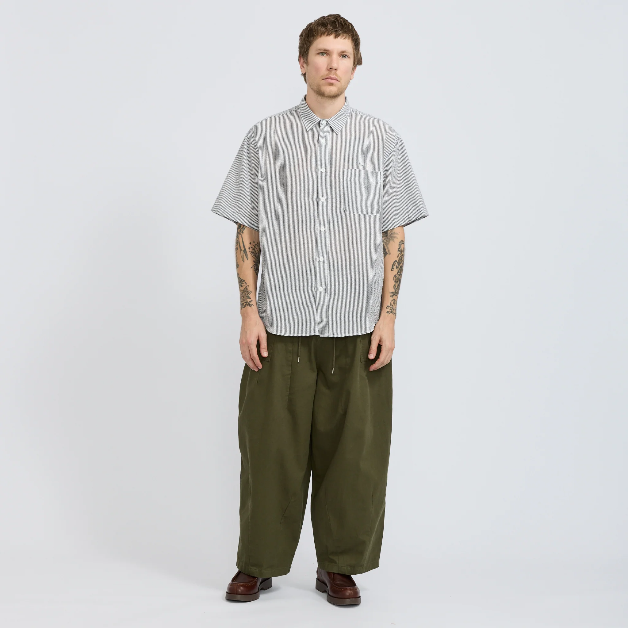 OG Stripe Seersucker Half Shirt Black - Image 3