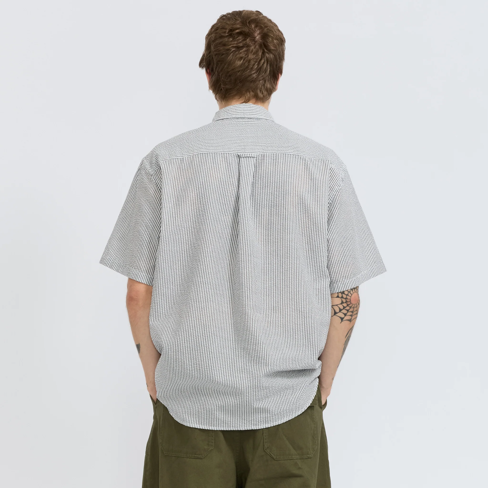 OG Stripe Seersucker Half Shirt Black - Image 5