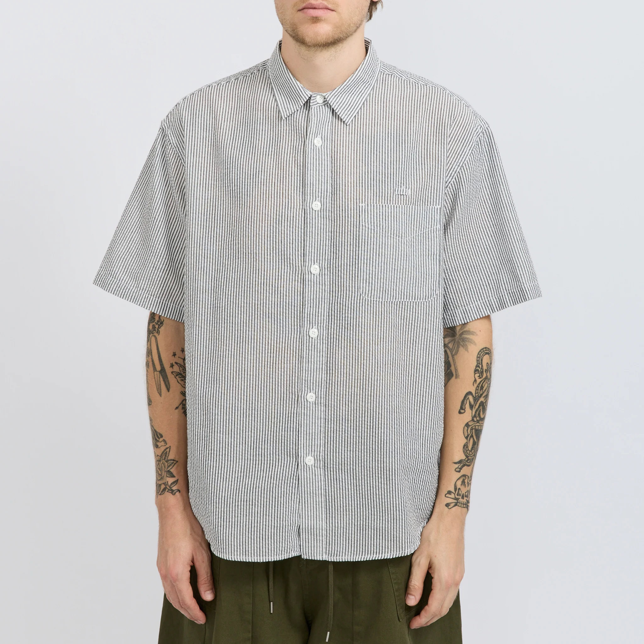 OG Stripe Seersucker Half Shirt Black - Image 6