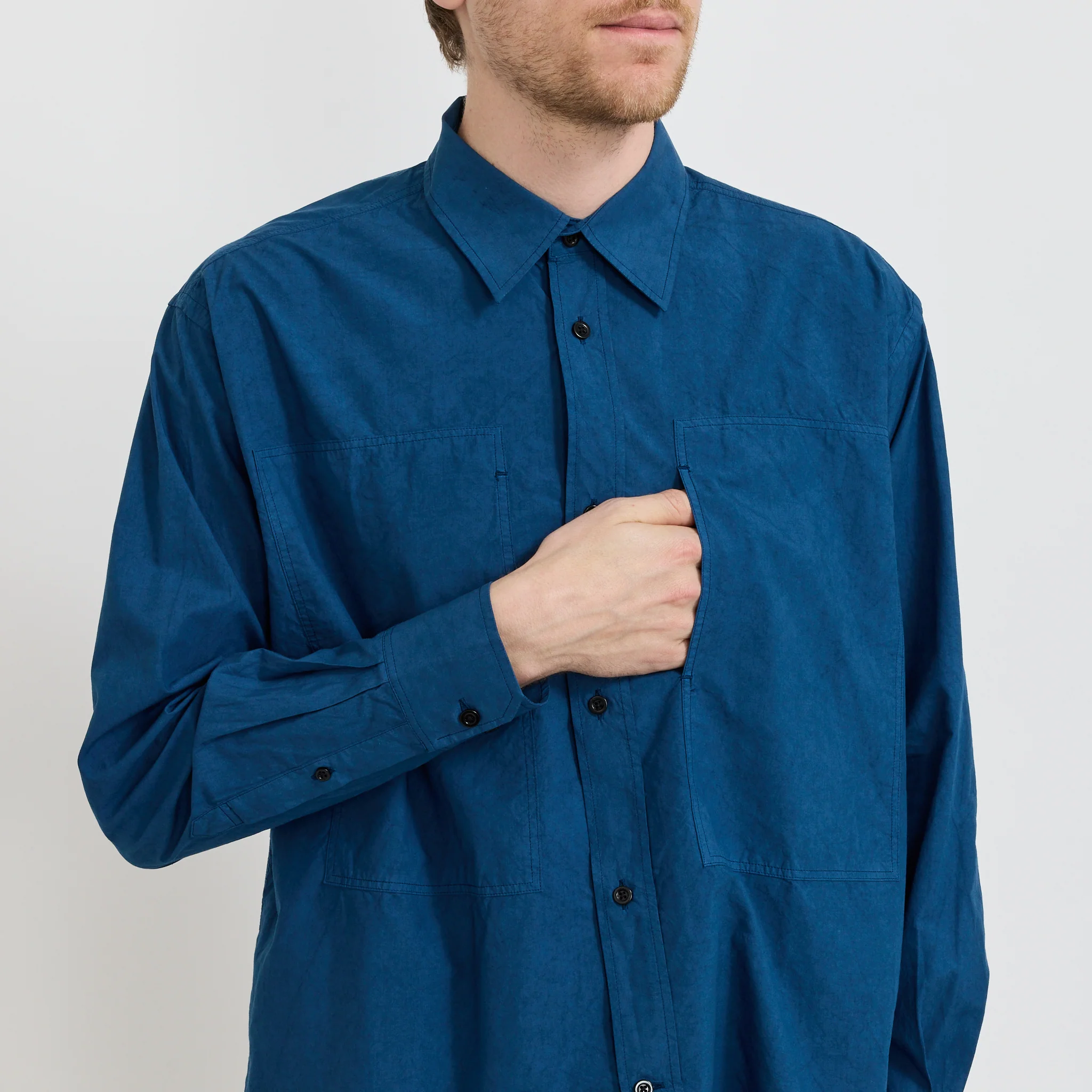 Ole Fatigue Cotton Tencel Shirt Estate Blue - Image 6