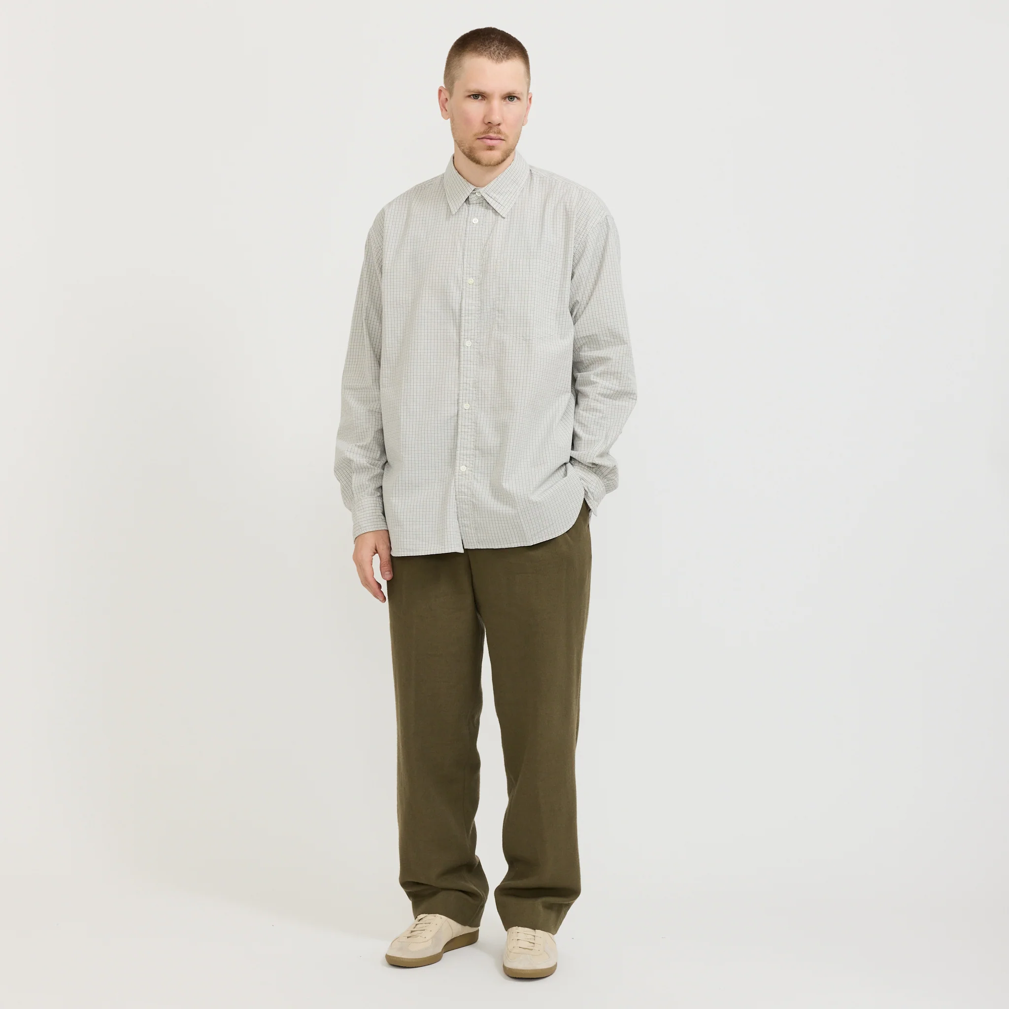 Ole Oversize Poplin Check Shirt Oatmeal - Image 2