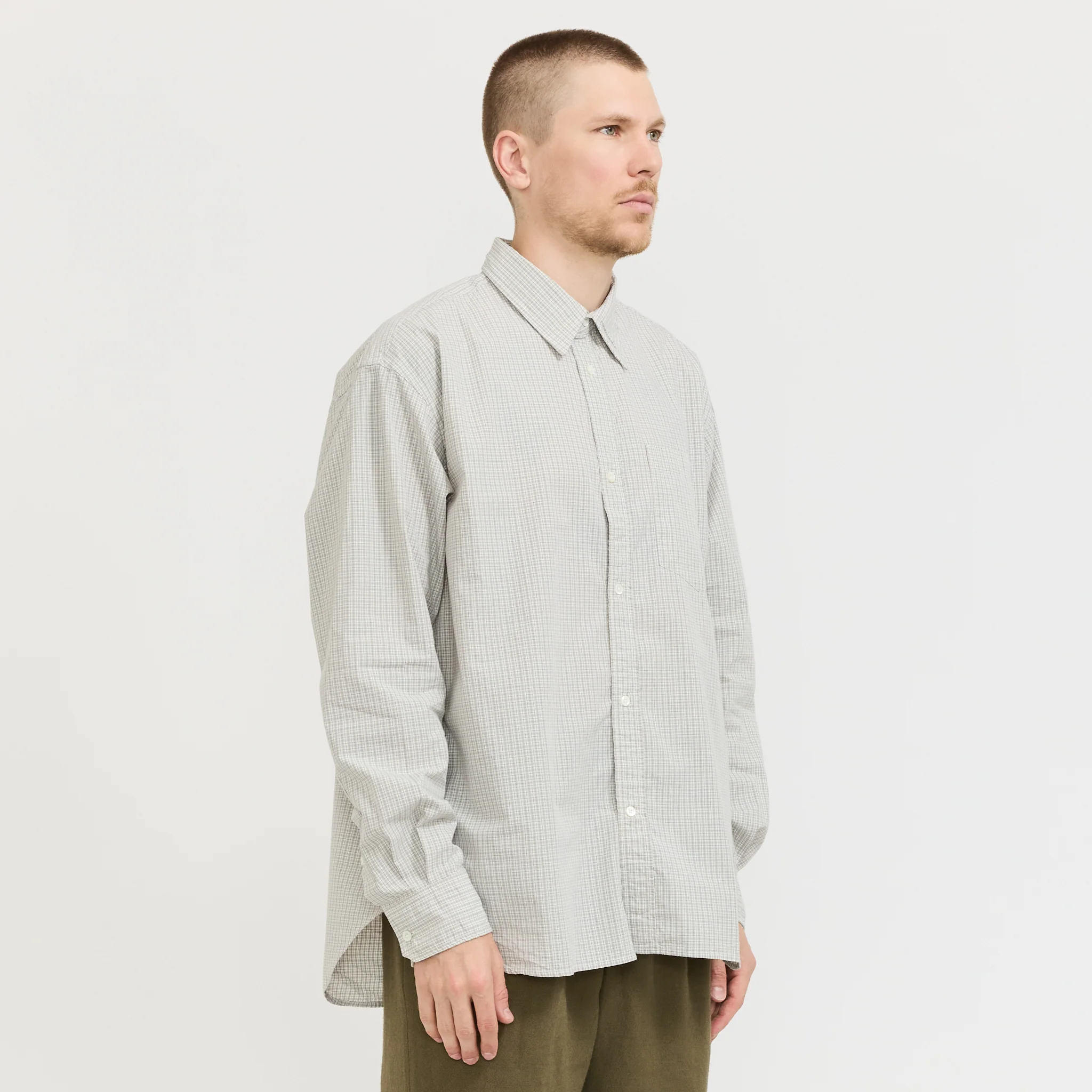 Ole Oversize Poplin Check Shirt Oatmeal - Image 3