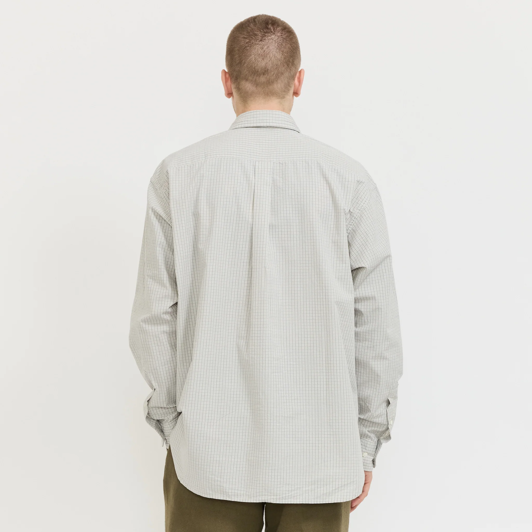 Ole Oversize Poplin Check Shirt Oatmeal - Image 4