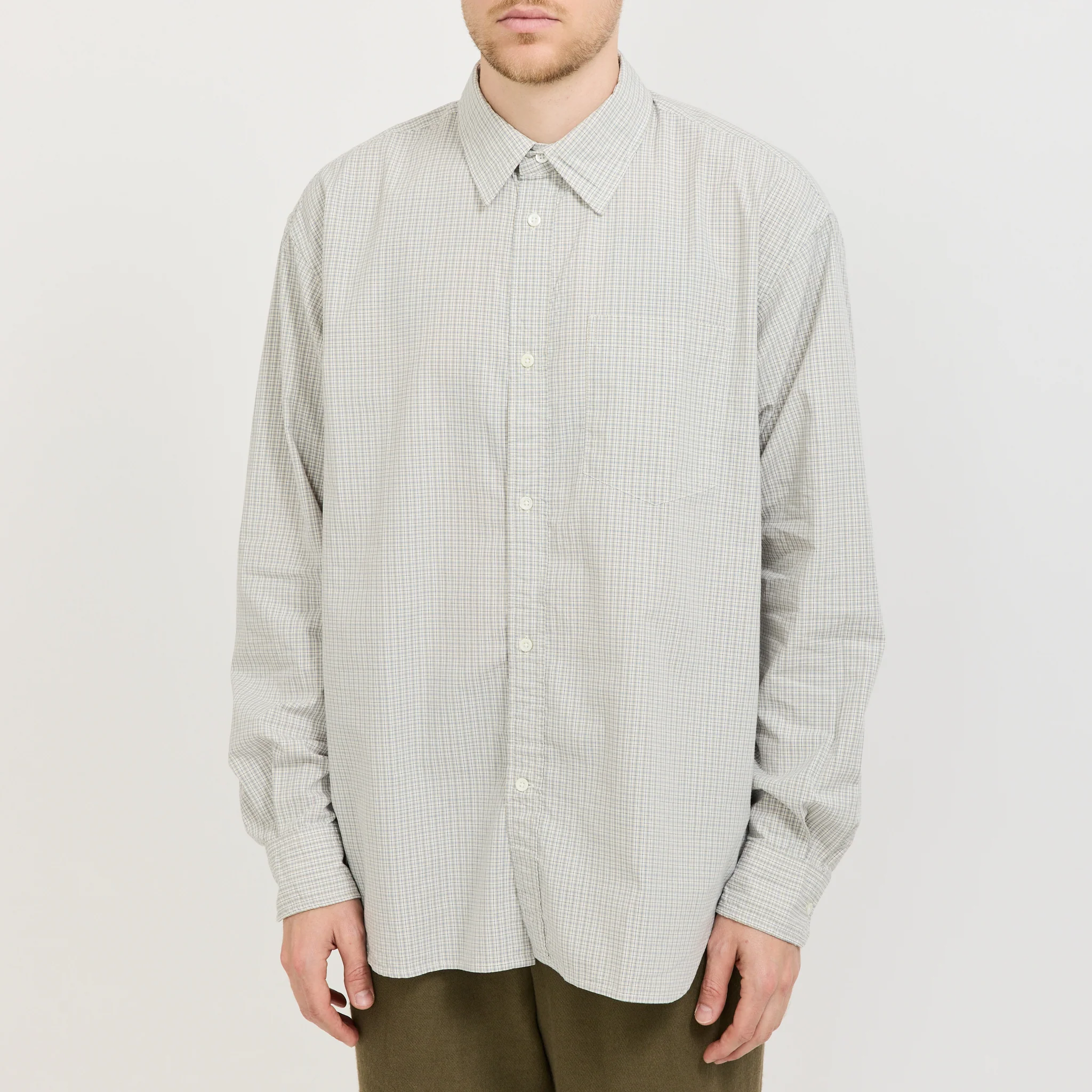 Ole Oversize Poplin Check Shirt Oatmeal - Image 5