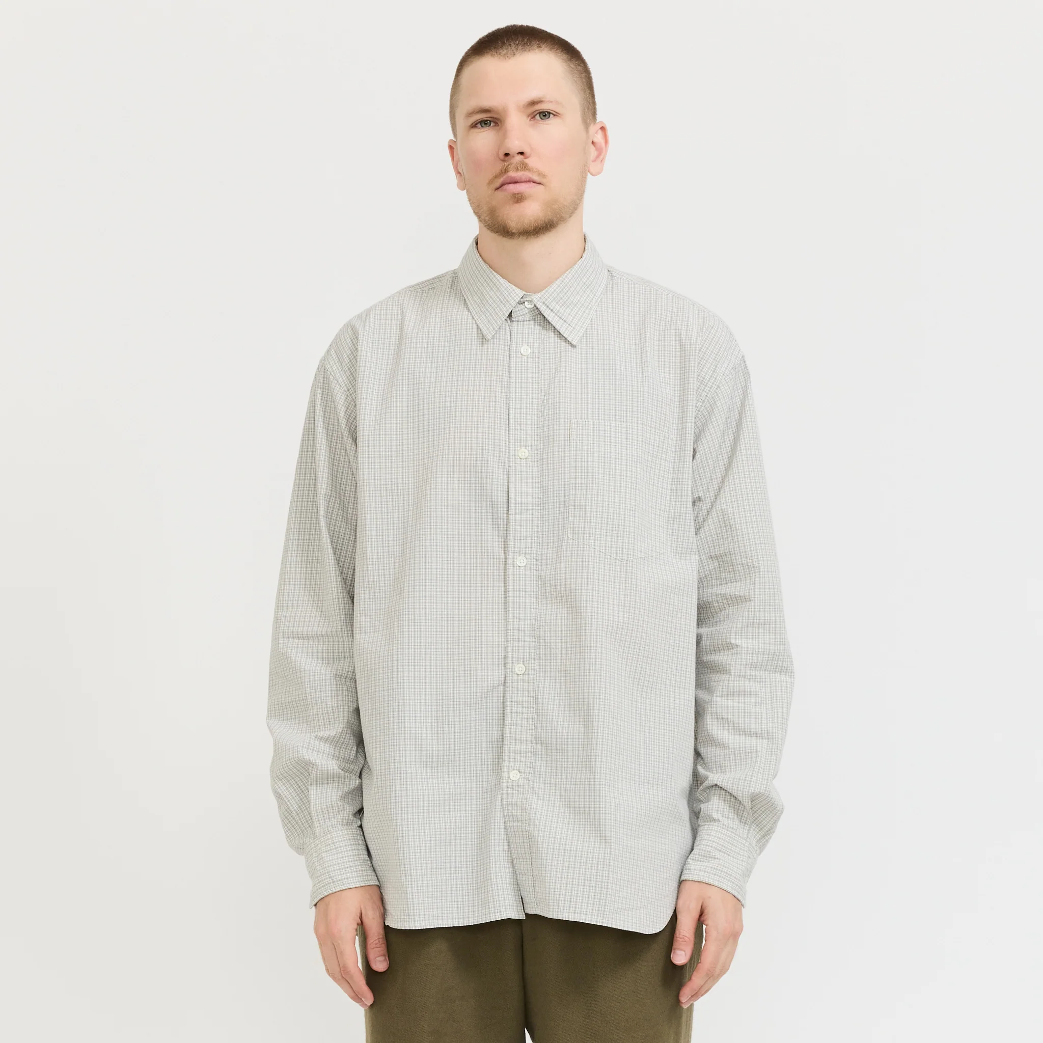 Ole Oversize Poplin Check Shirt Oatmeal - Image 7