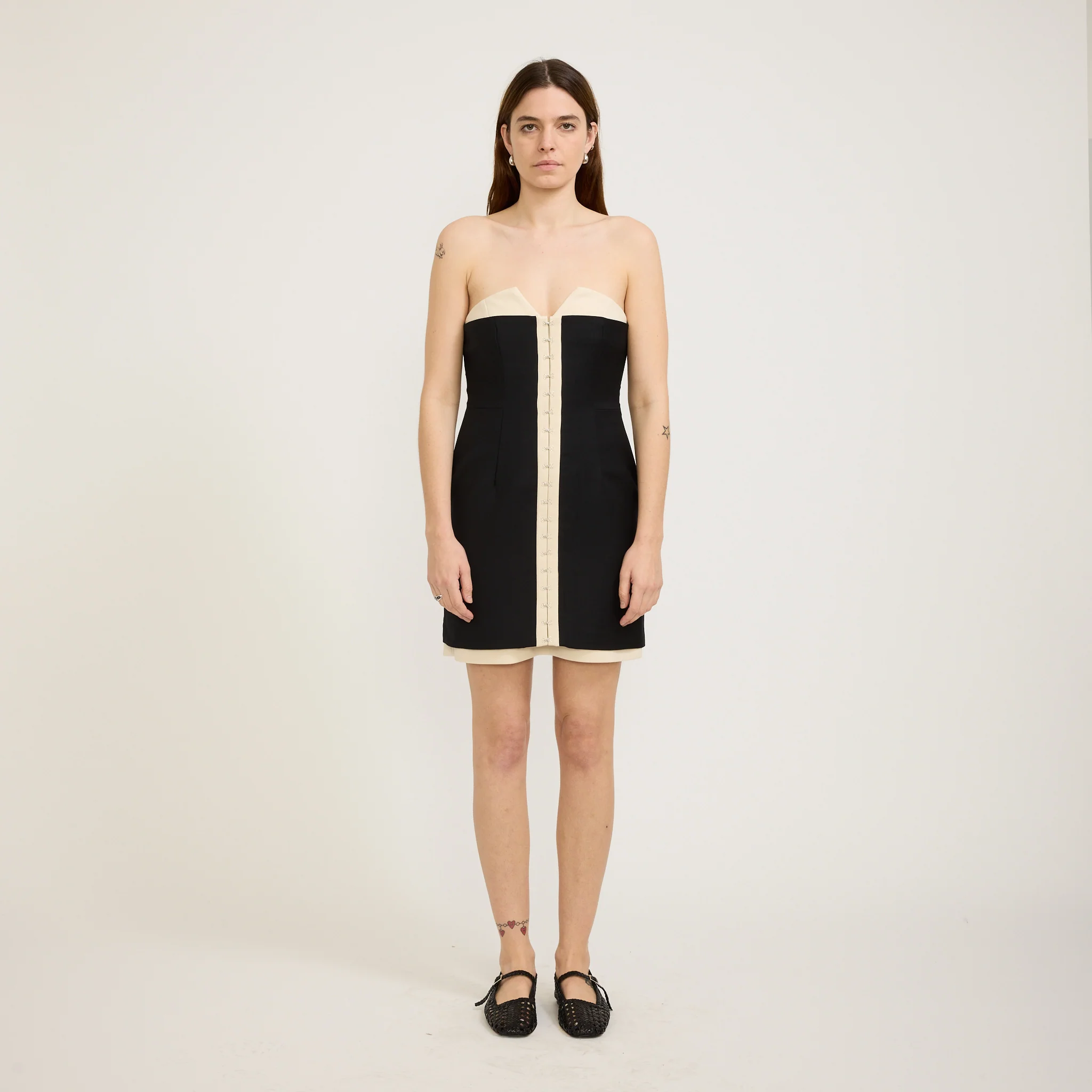 Olivia Mini Dress Ivory/Black