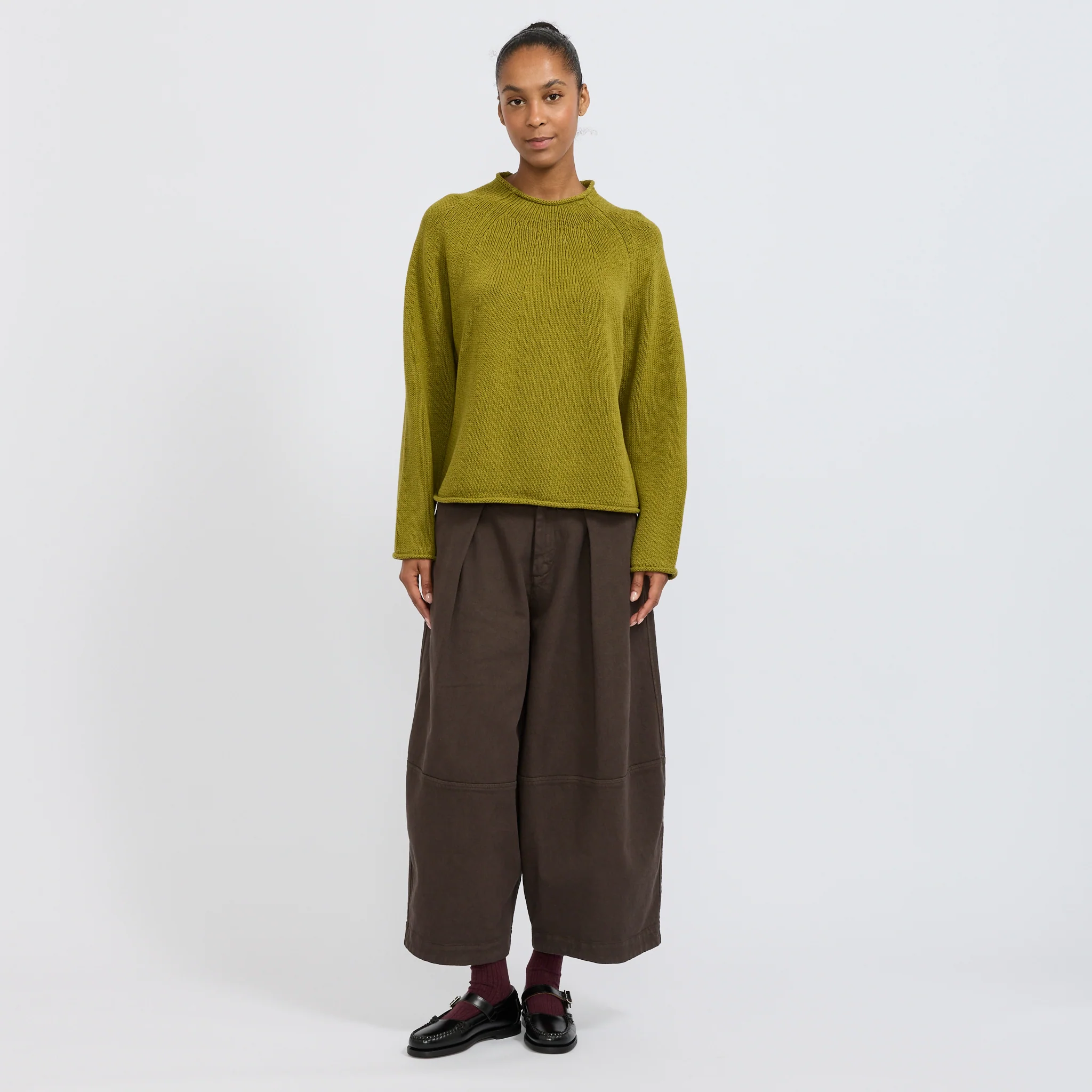 Organic Cotton Linen Easy Sweater Olivine - Image 2