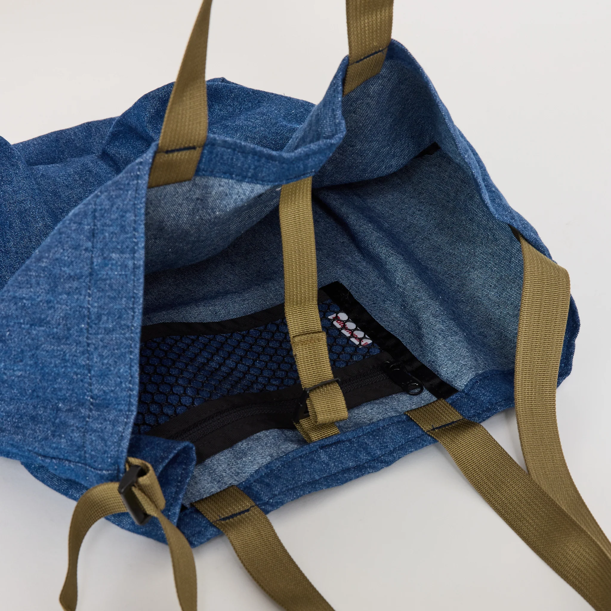 Packable Tote Denim x Tan - Image 3