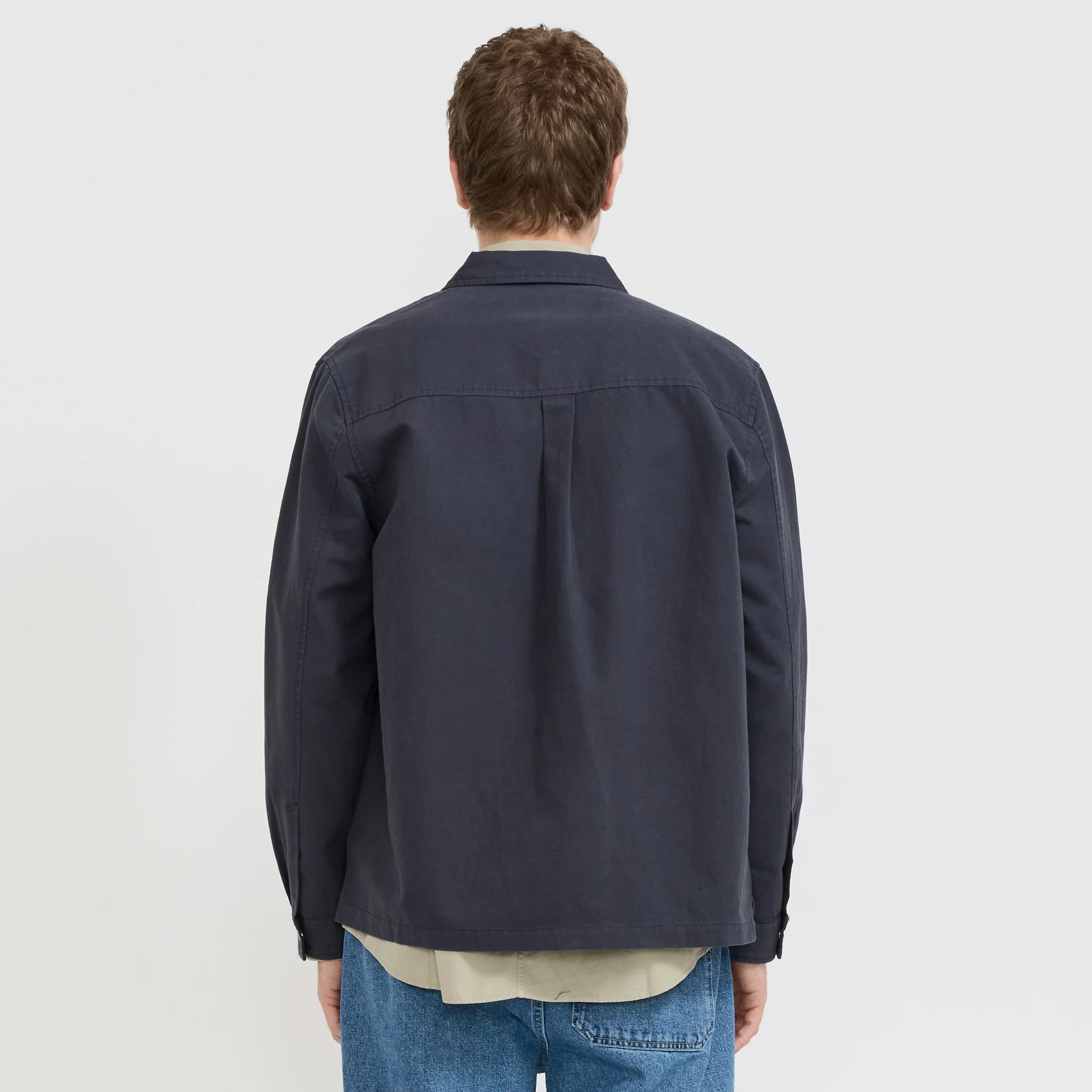 Patch Overshirt Dark Navy Slub Linen - Image 4