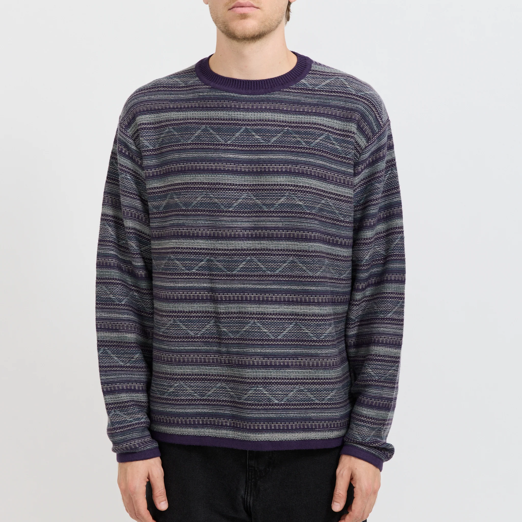 Pattern Knit Crew Dark Purple - Image 5
