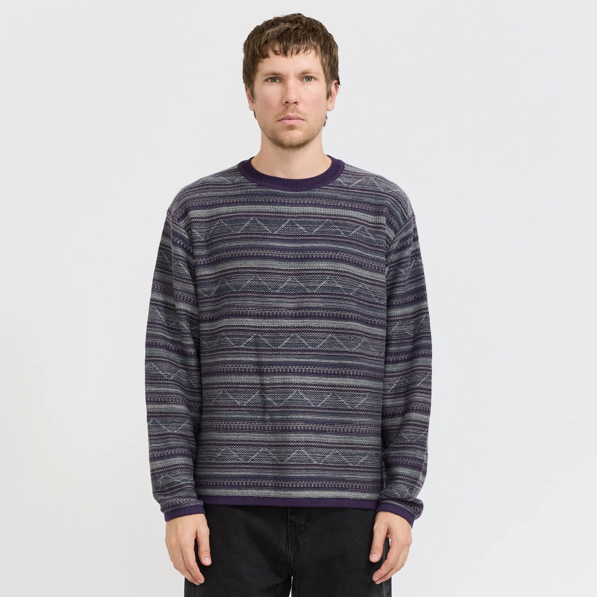 Pattern Knit Crew Dark Purple - Image 6