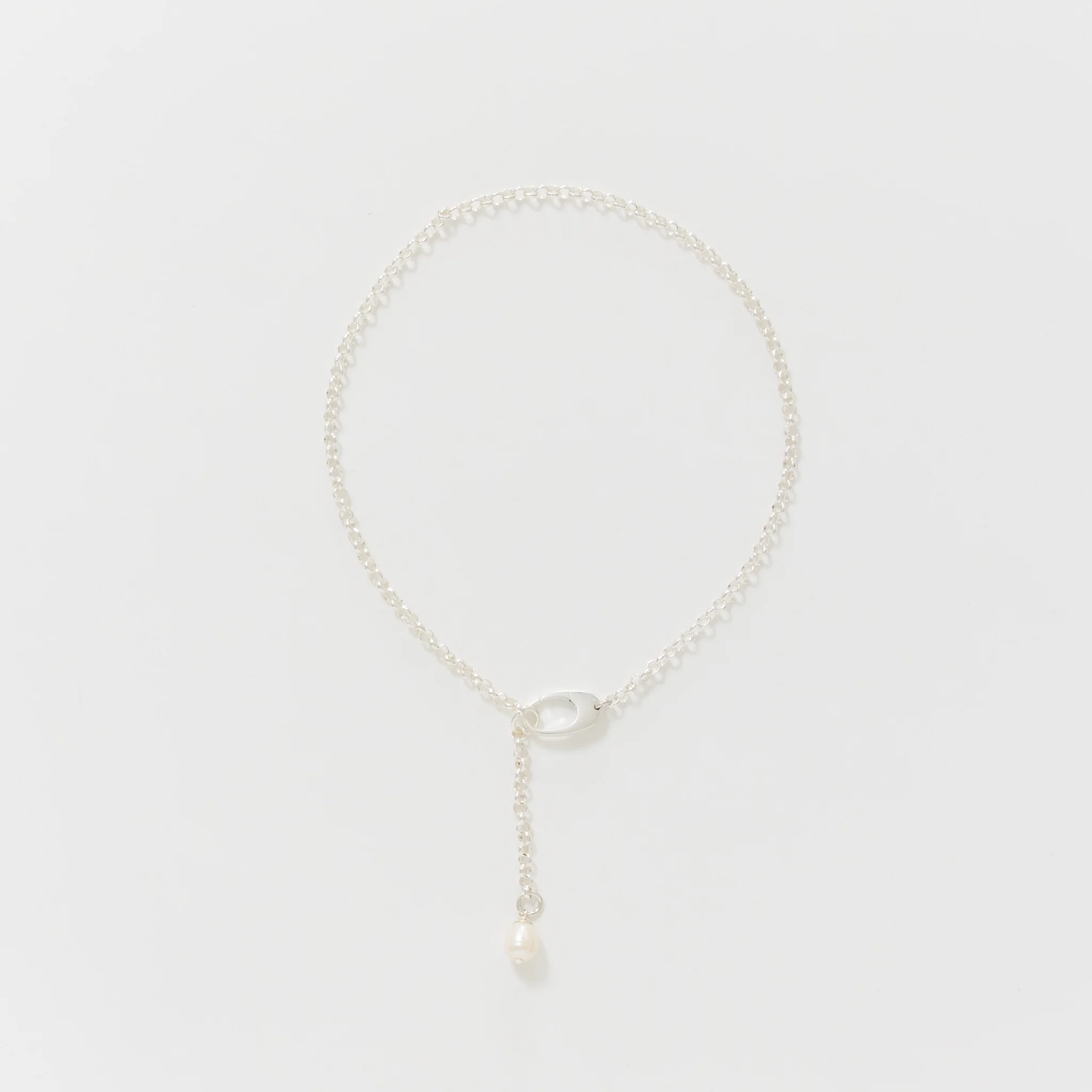 Pearl Drop Chain Silver - Image 2