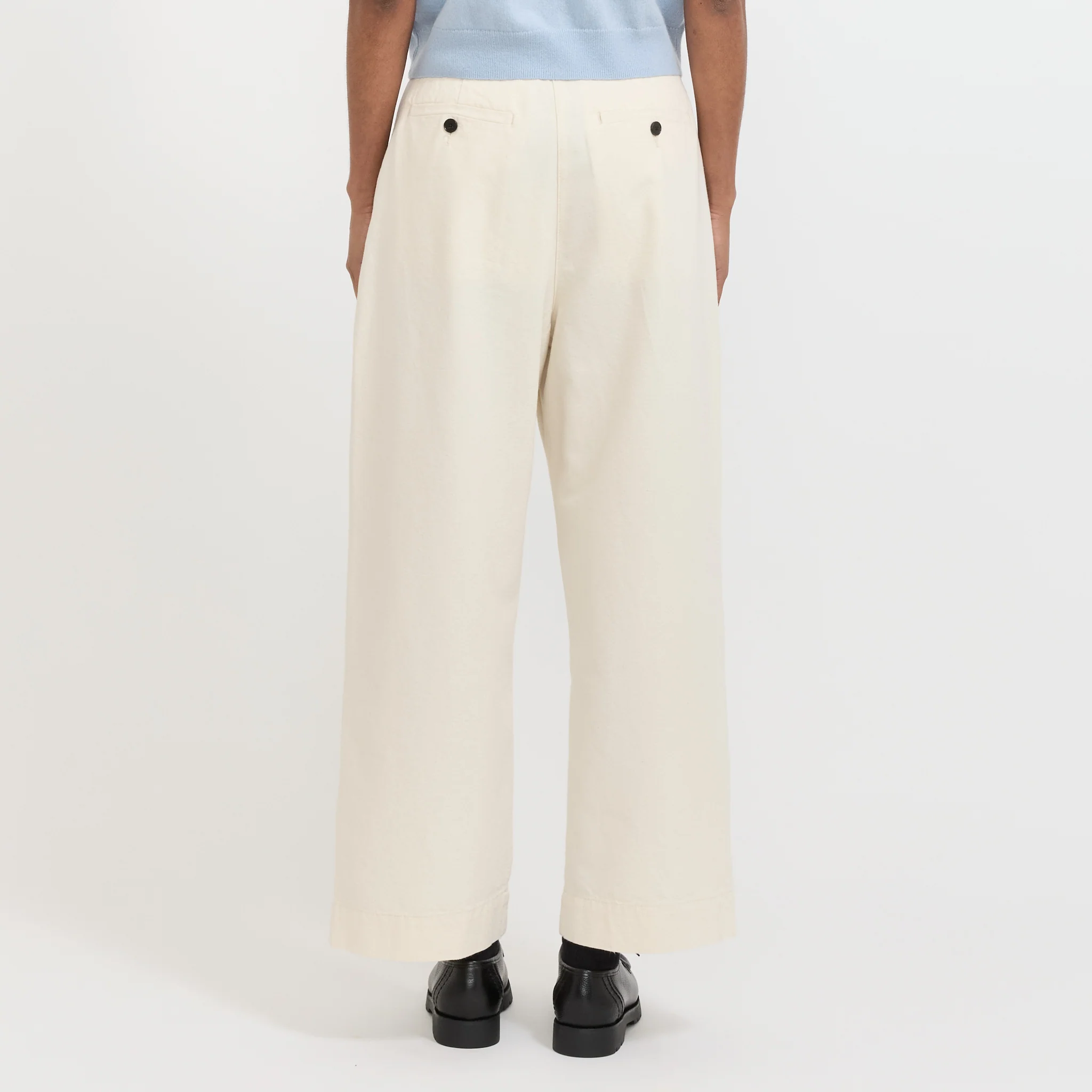 Pleat Front Cotton Twill Trousers Natural - Image 4