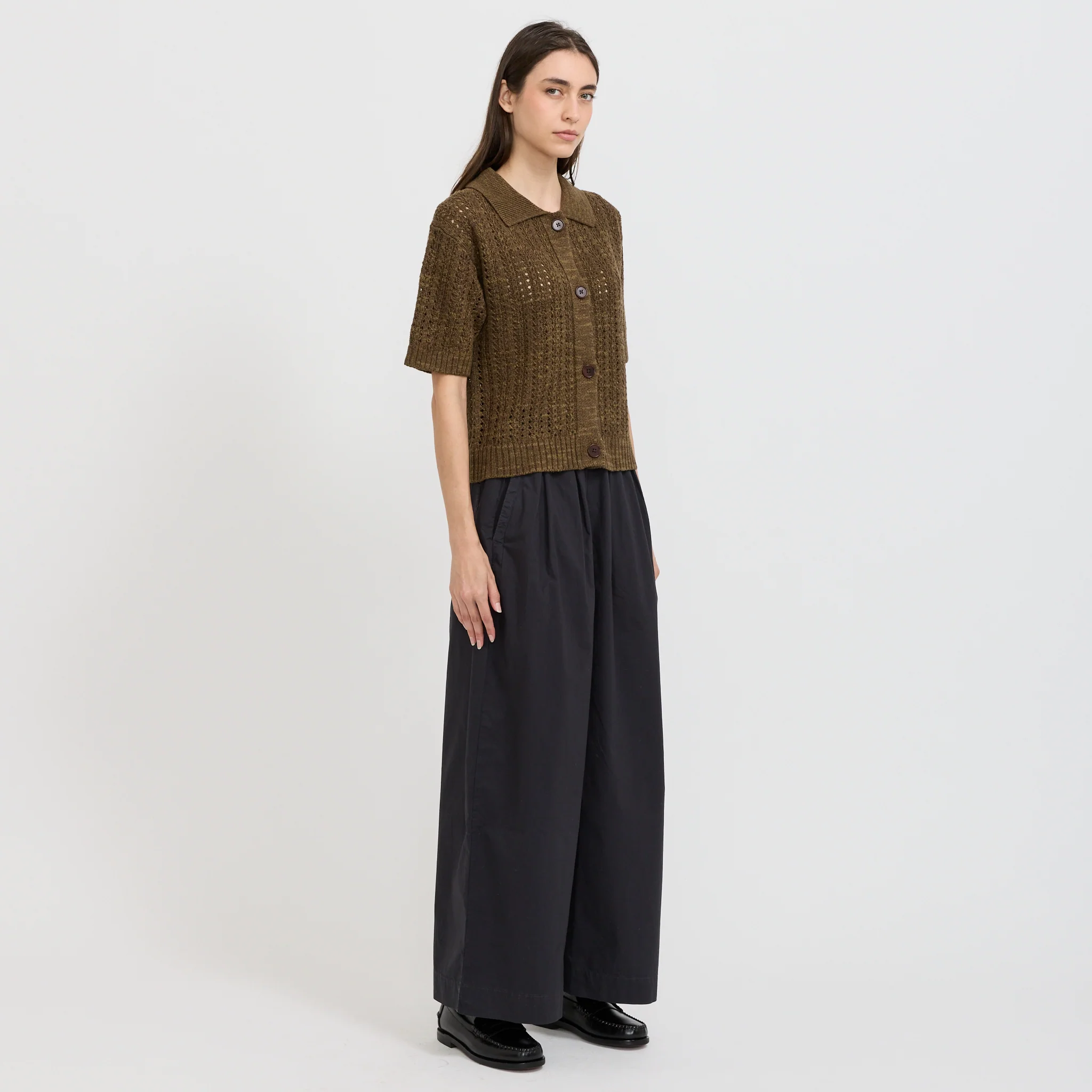 Pleated Pull On Cotton Poplin Trousers Slate - Image 2
