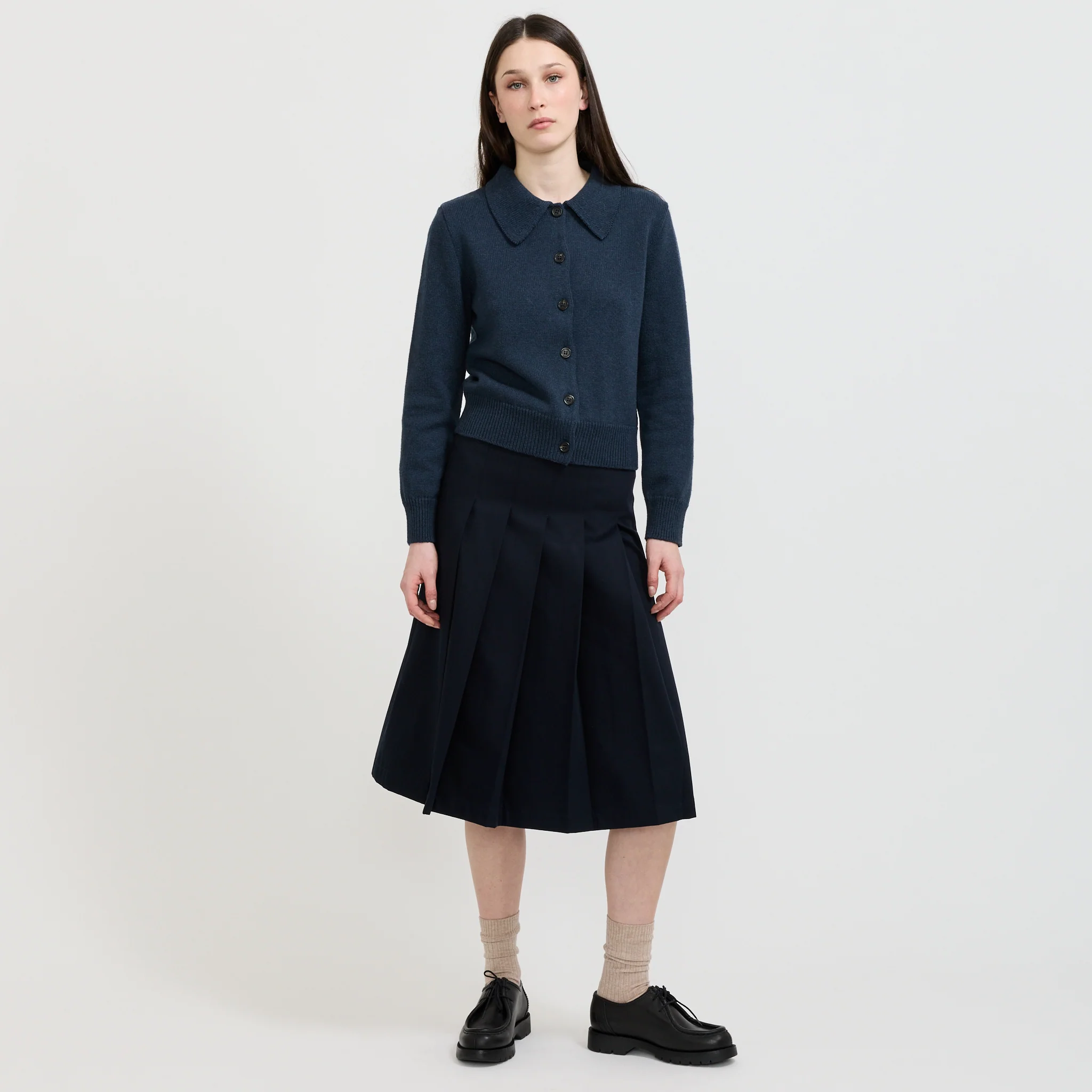 Pleated Skirt Dark Navy - Image 2