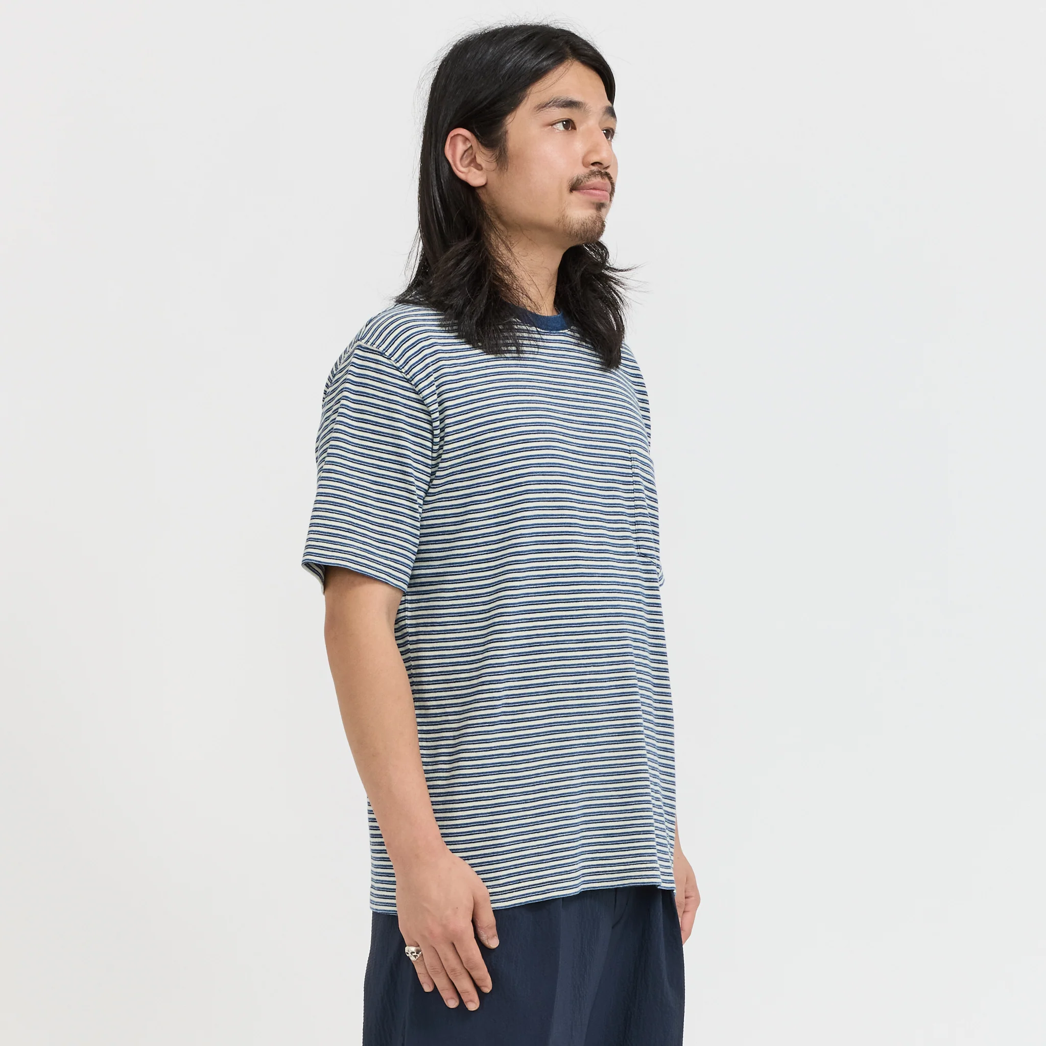Pocket Tee Indigo Stripe Off White - Image 3