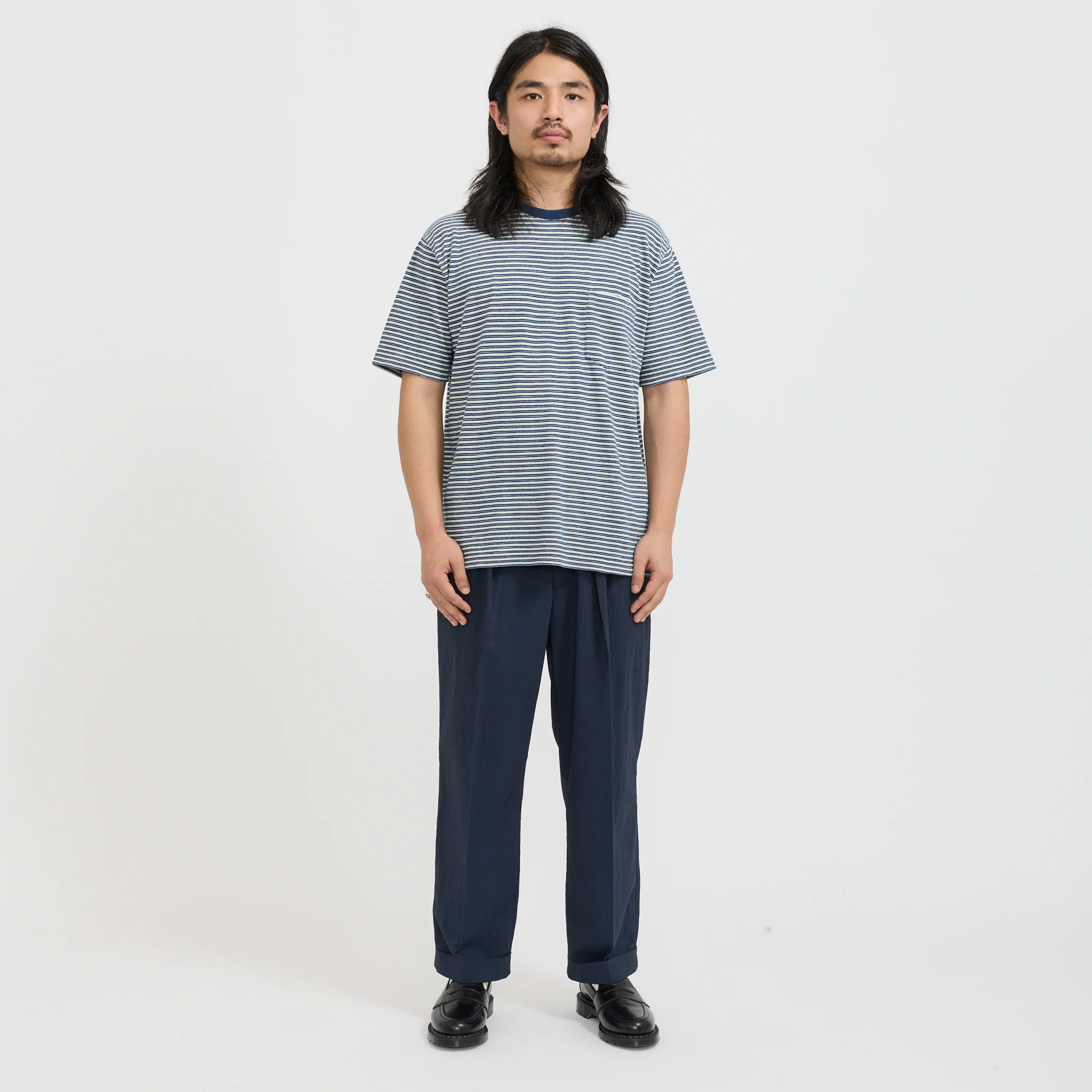 Pocket Tee Indigo Stripe Off White - Image 6