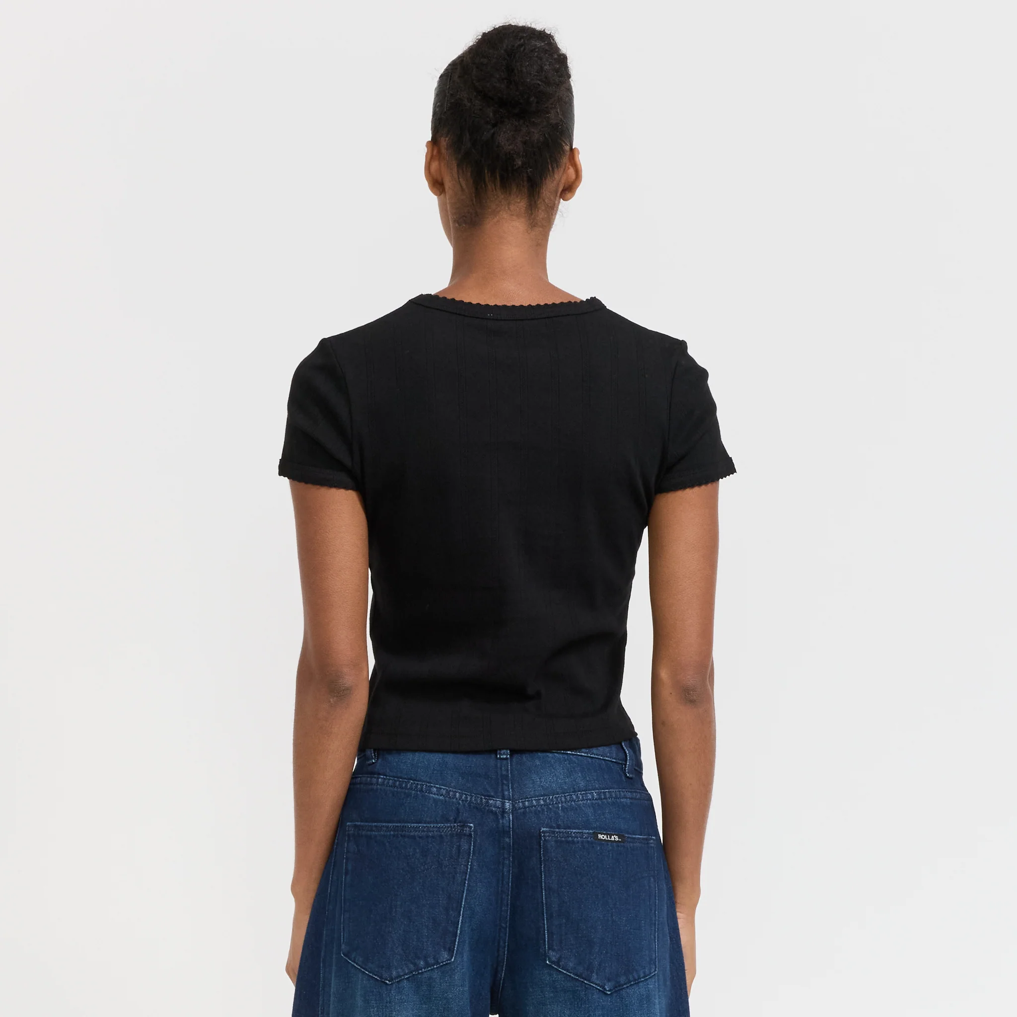 Pointelle Classic Tee Black - Image 4