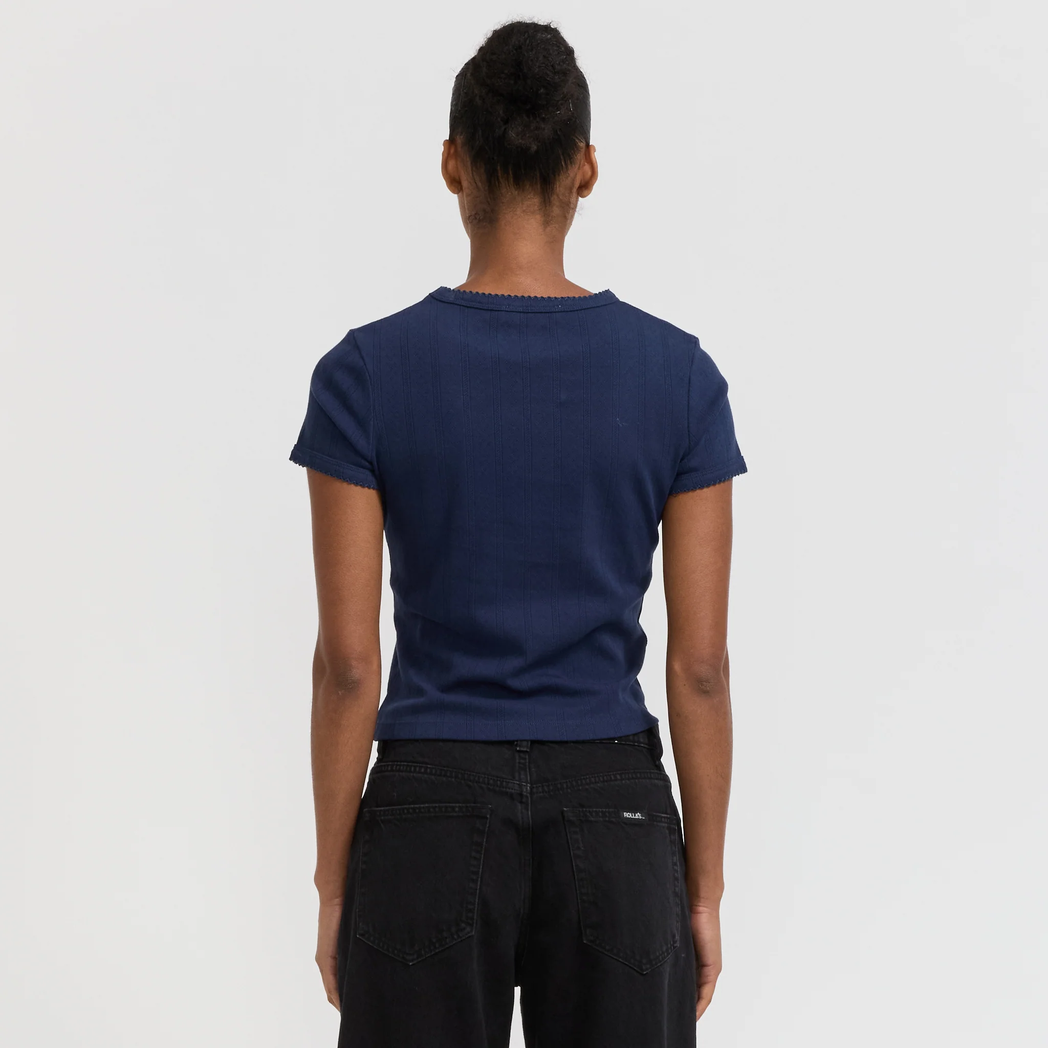 Pointelle Classic Tee Navy - Image 4