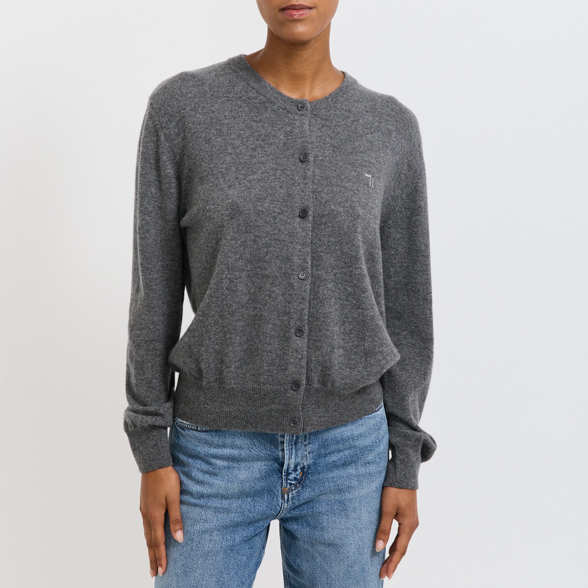 Posy Cashmere Cardigan Grey Marle - Image 5